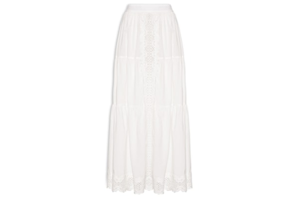 Saia Longa Algodão Com Renda - Branco