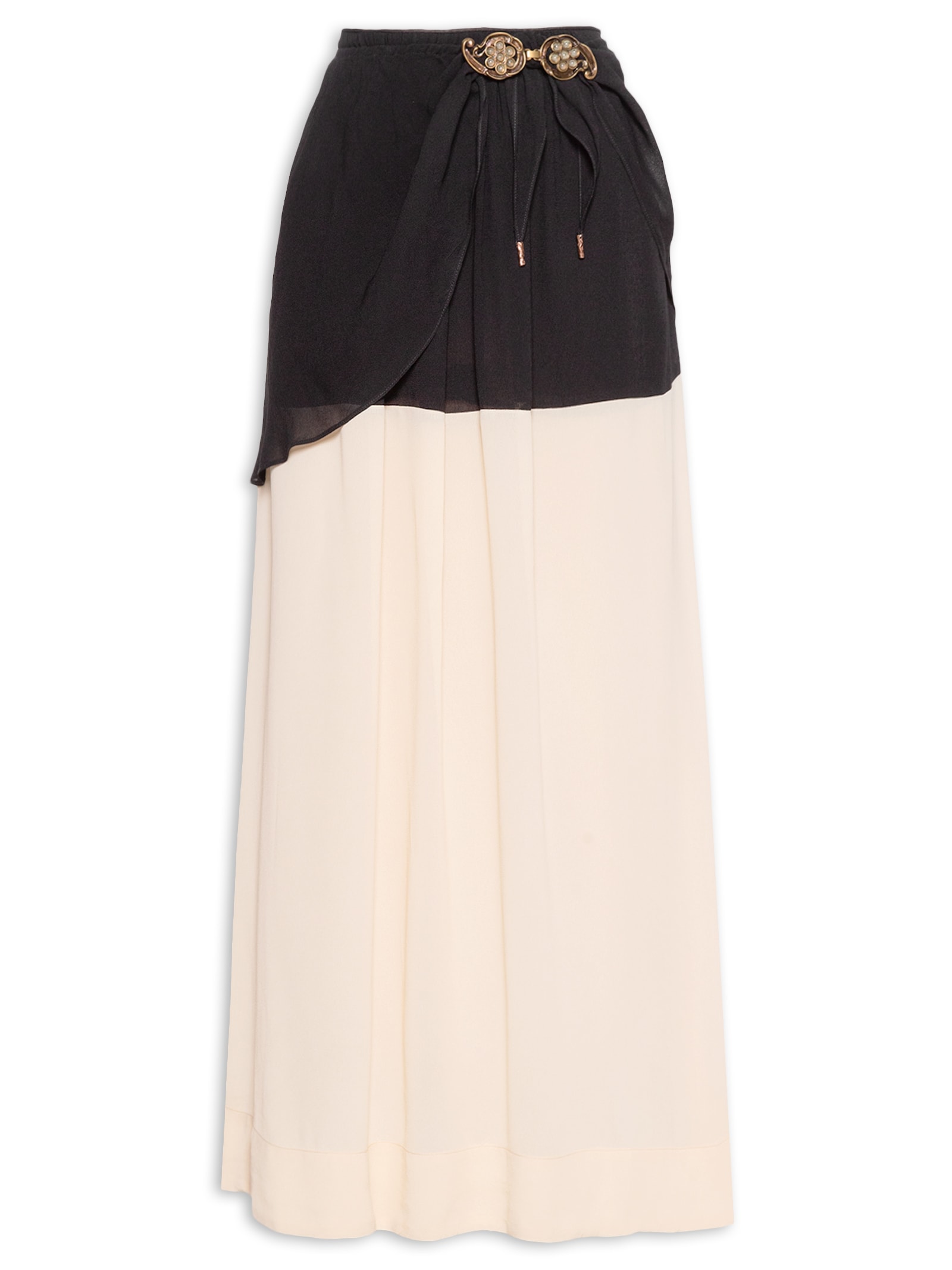 Saia Longa Bicolor Ggt Preto Maria Filó