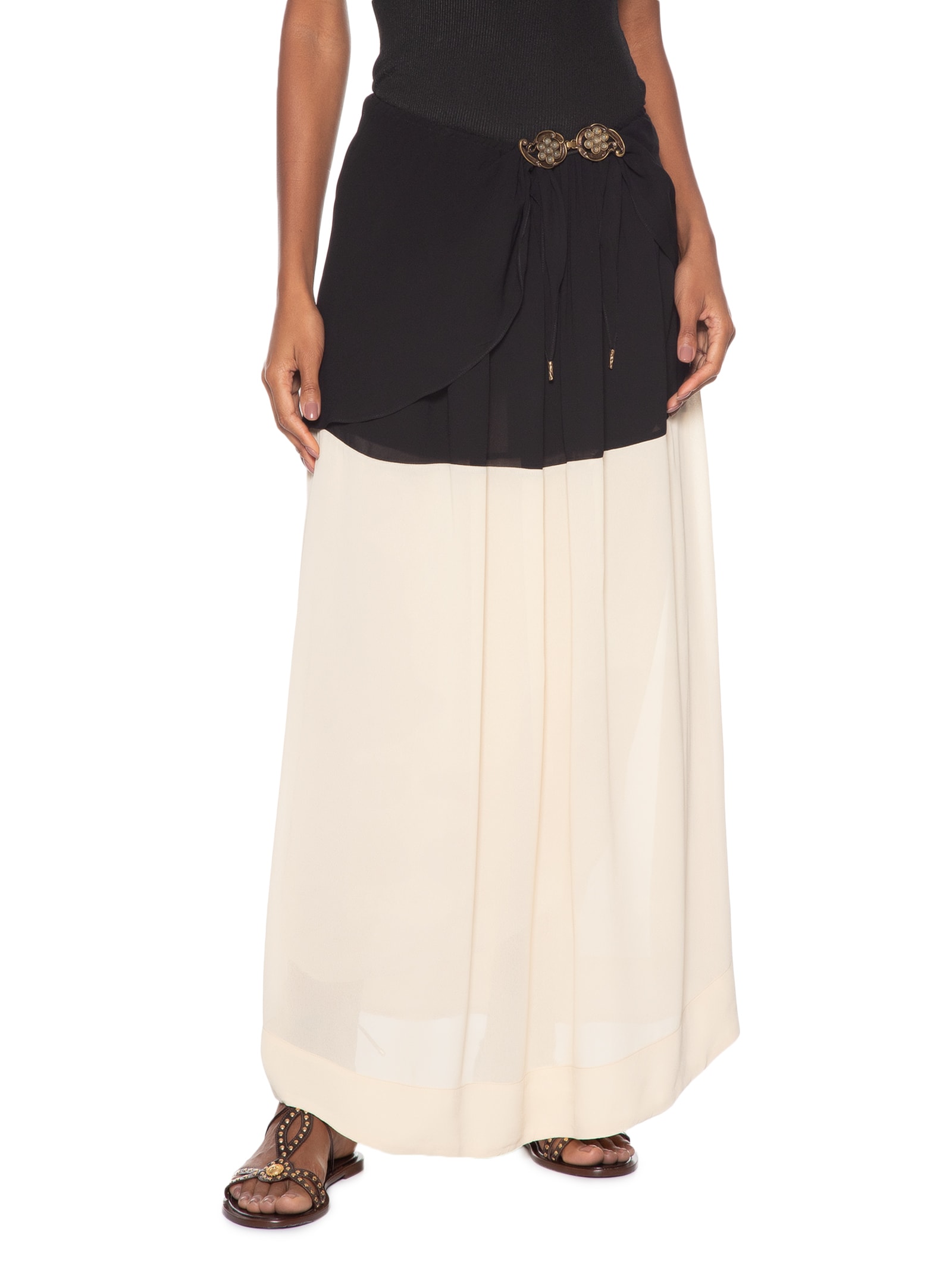 Saia Longa Bicolor Ggt Preto Maria Filó