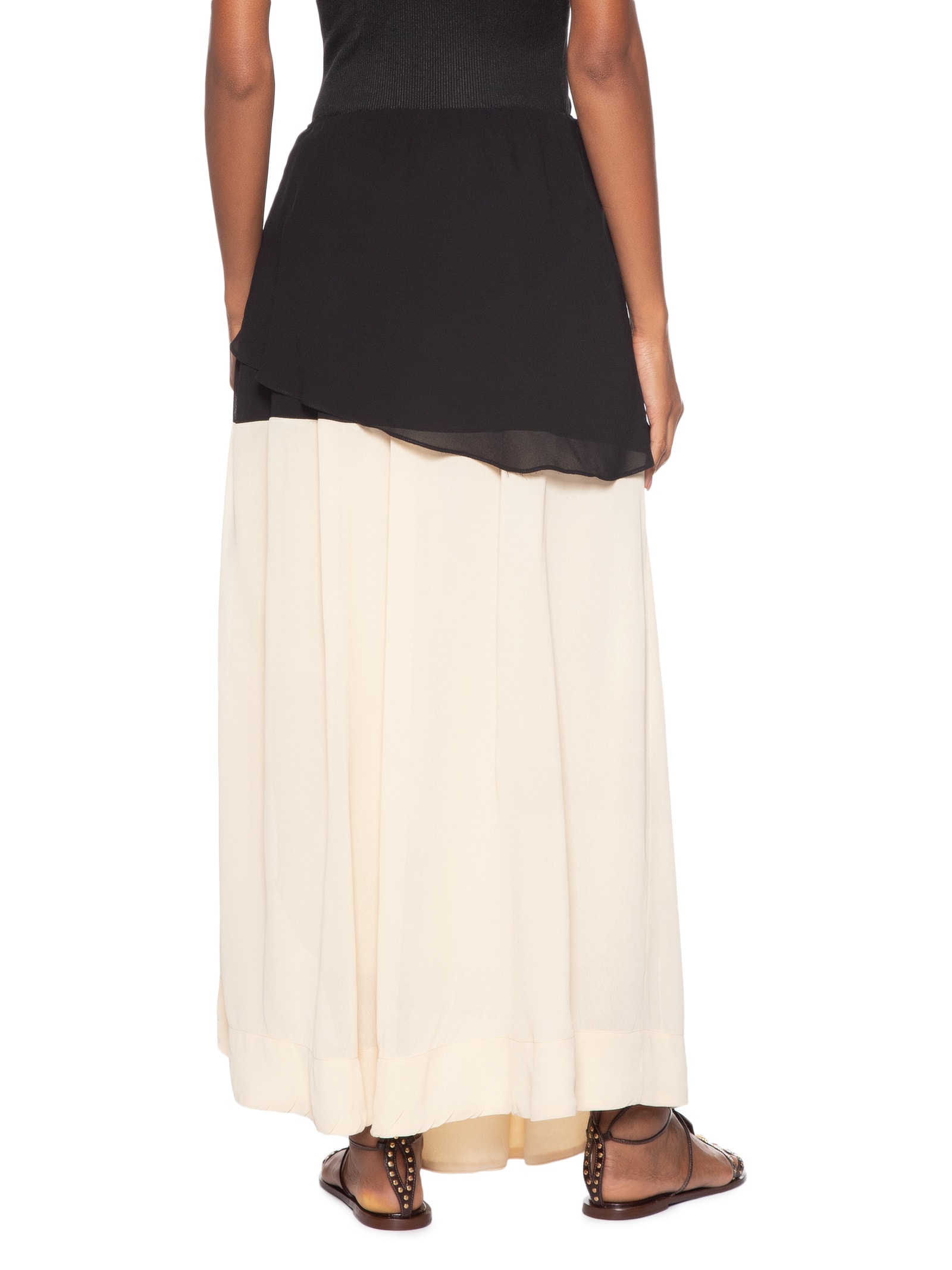 Saia Longa Bicolor Ggt Preto Maria Filó