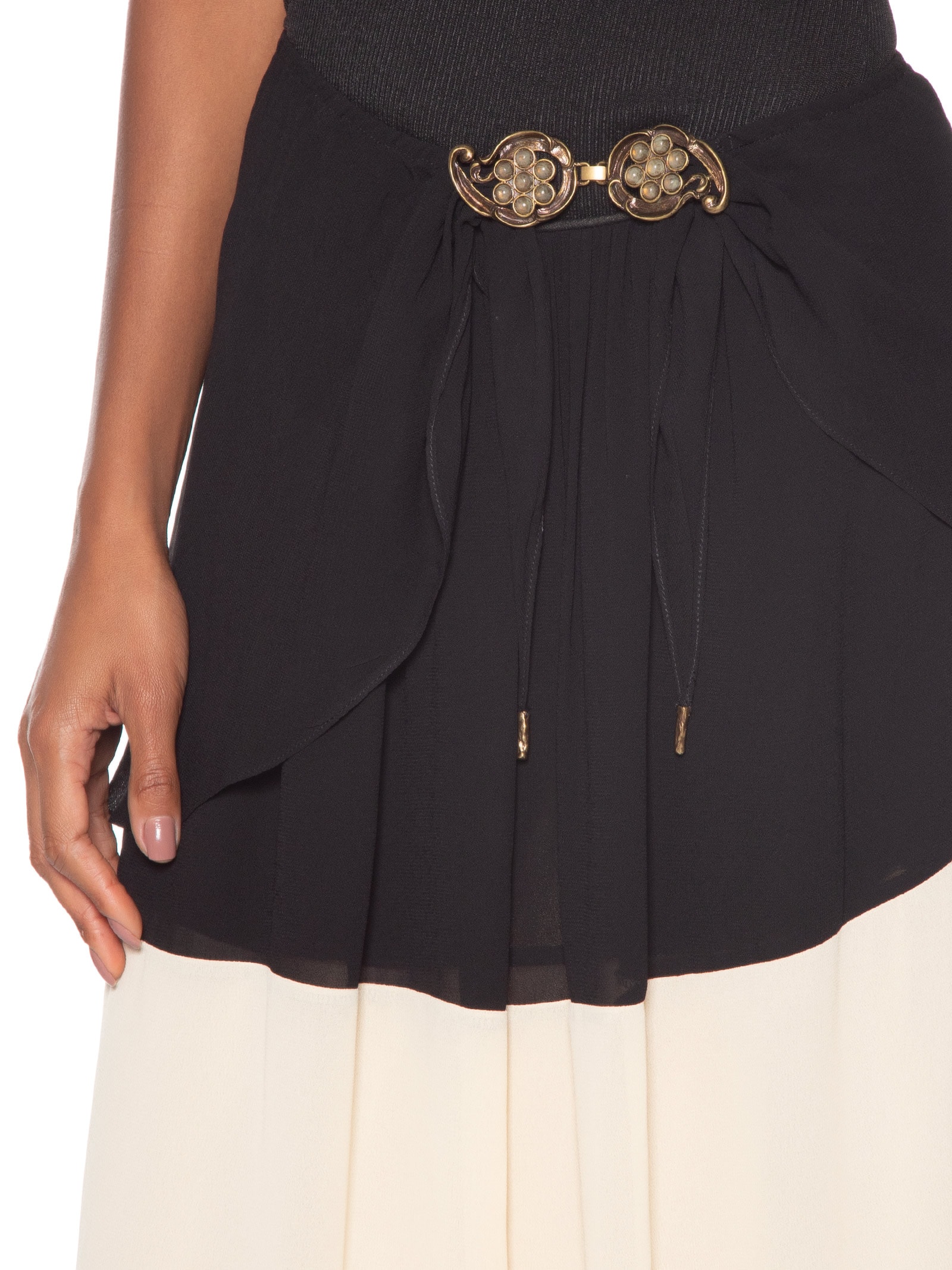 Saia Longa Bicolor Ggt Preto Maria Filó