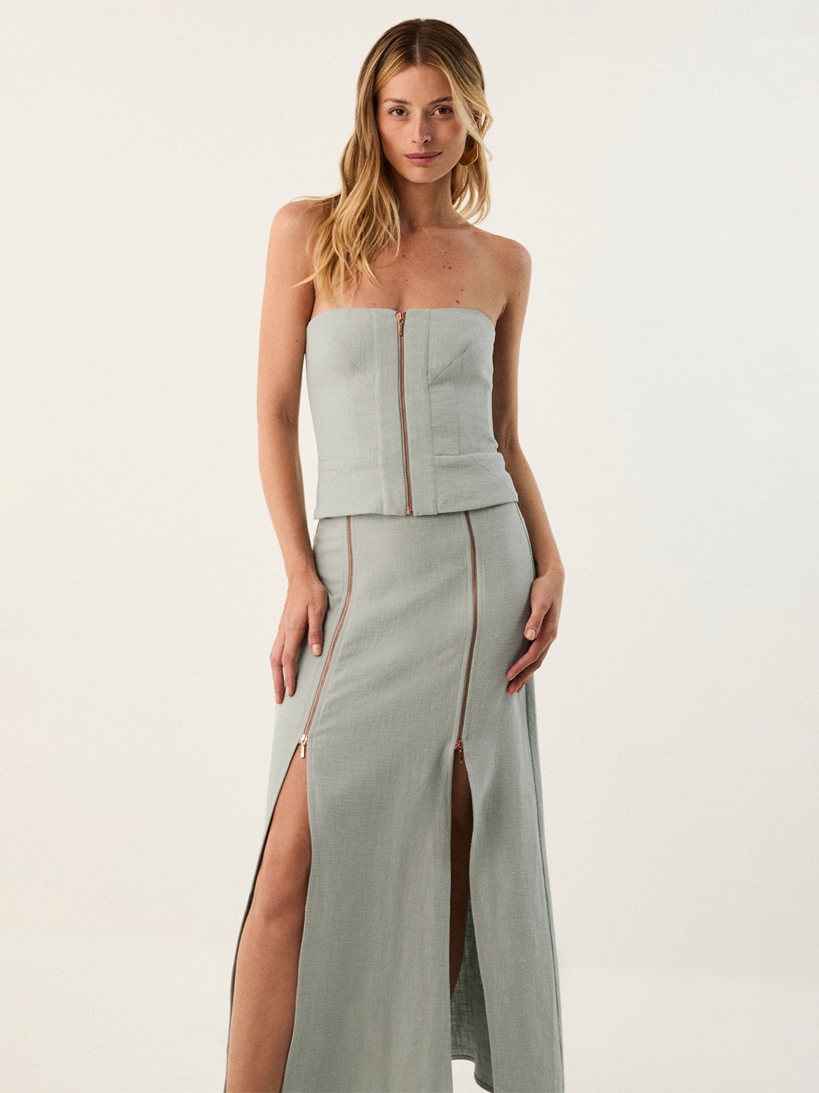 Saia Longa Bruna Cinza Vix