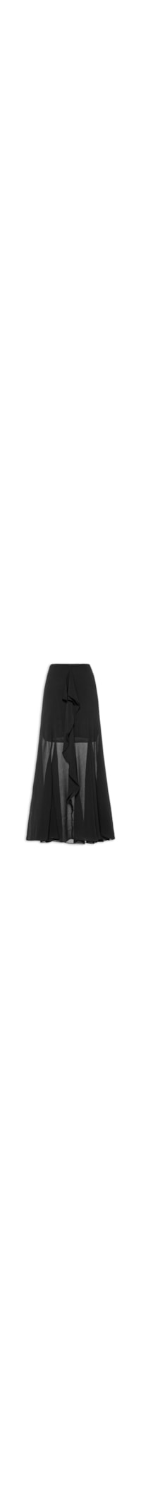 Saia Longa Com Babado Frontal - Preto