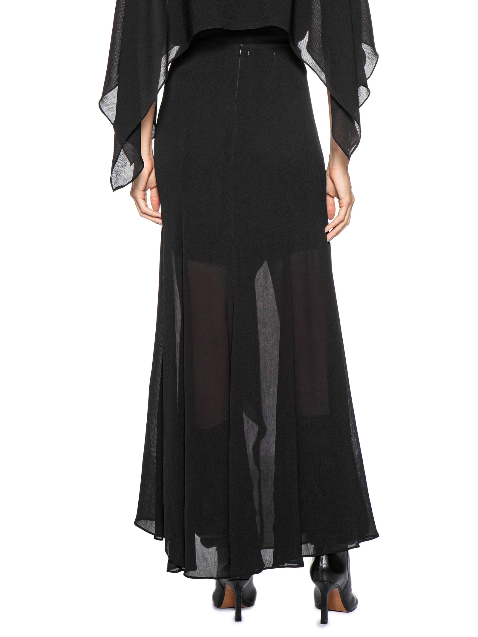 Saia Longa Com Babado Frontal Preto '2Essential