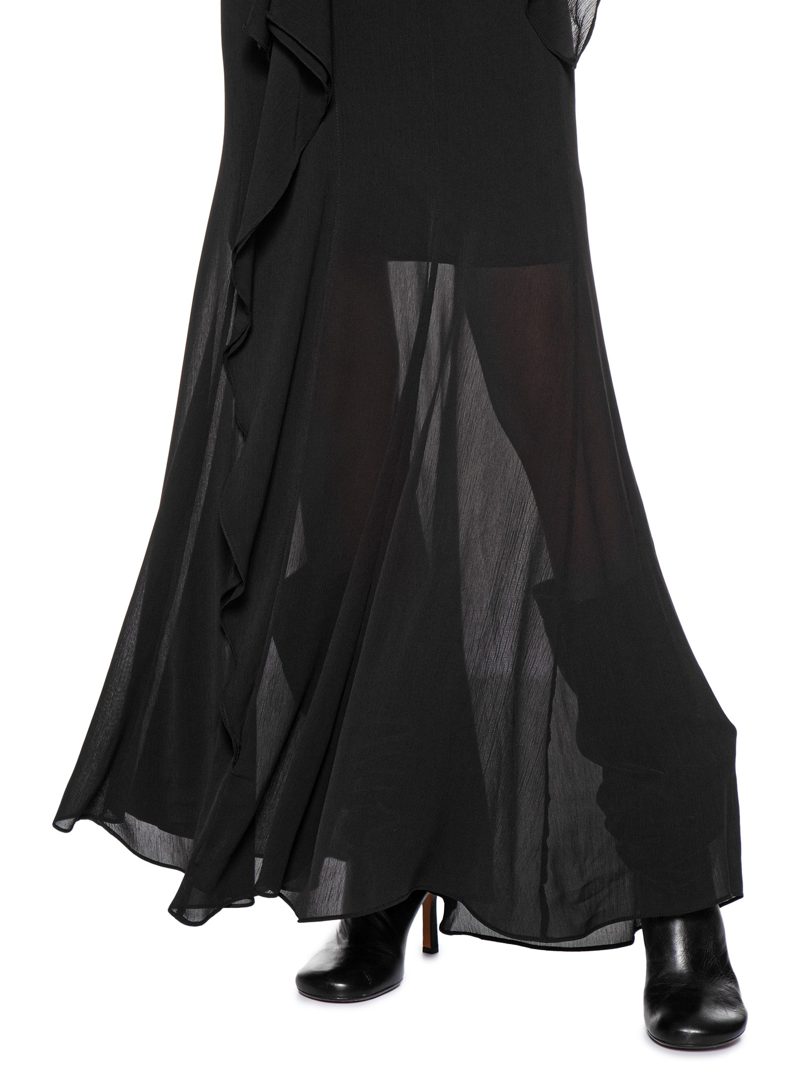 Saia Longa Com Babado Frontal Preto '2Essential