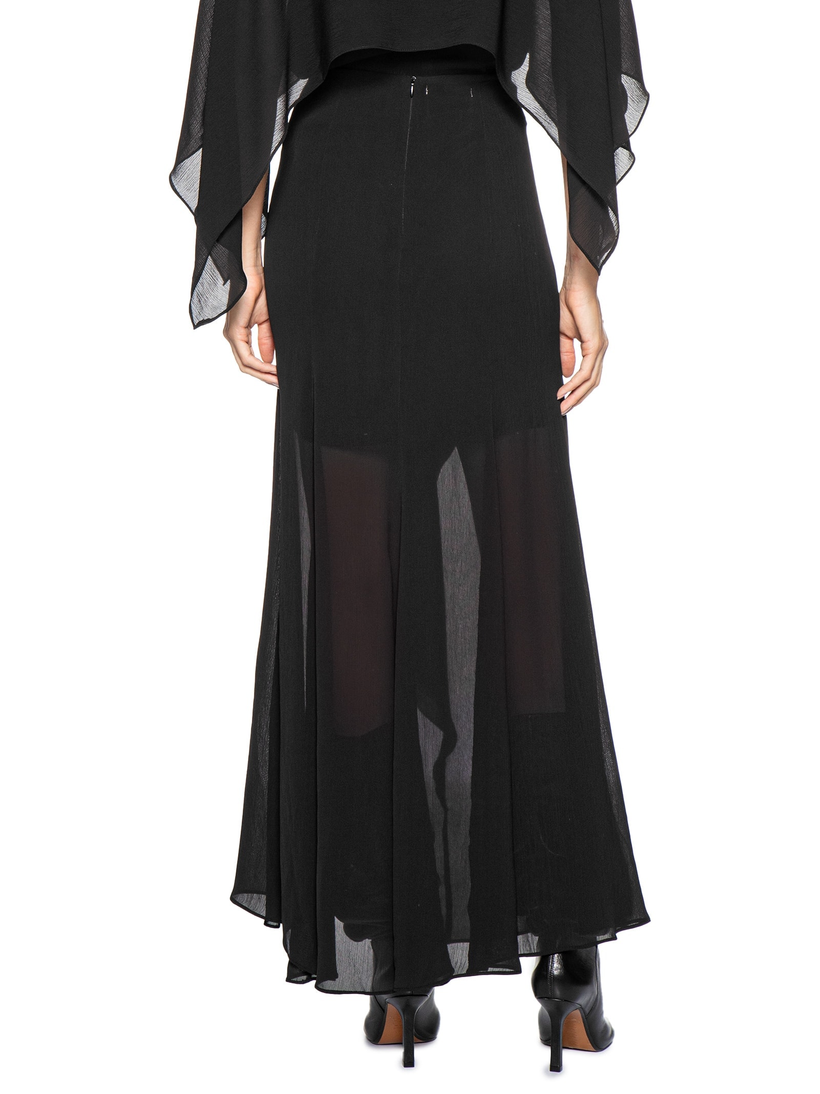 Saia Longa Com Babado Frontal Preto '2Essential