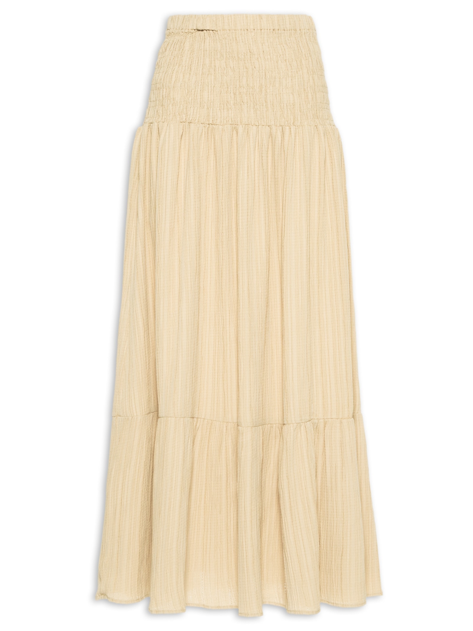 Saia Longa Cós Largo Elástico Bege Basiq