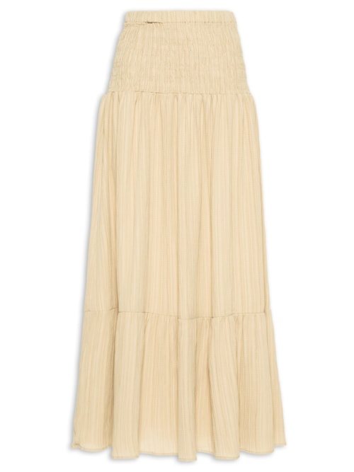 Saia Longa Cós Largo Elástico – Bege