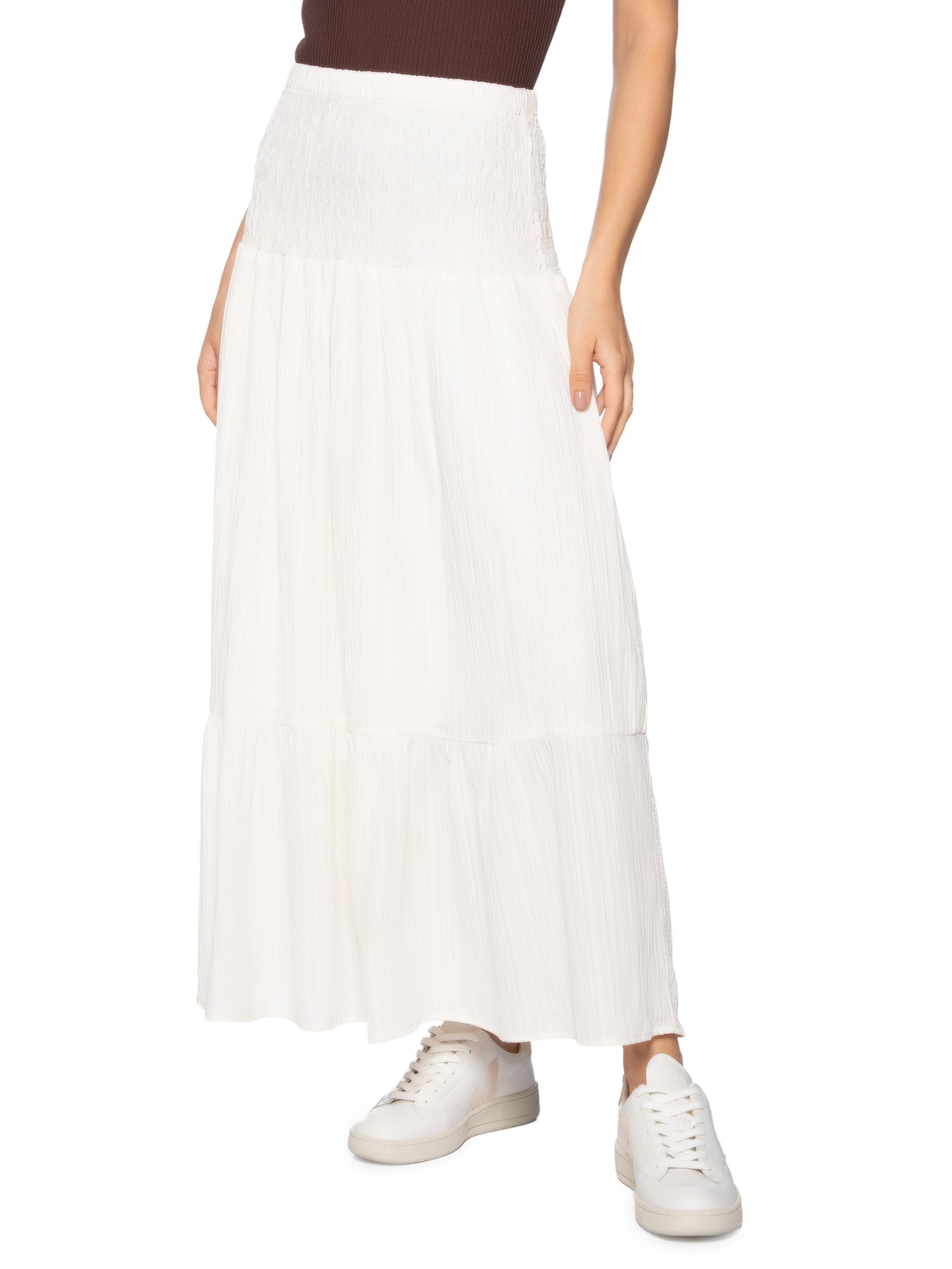 Saia Longa Cós Largo Elástico Off White Basiq