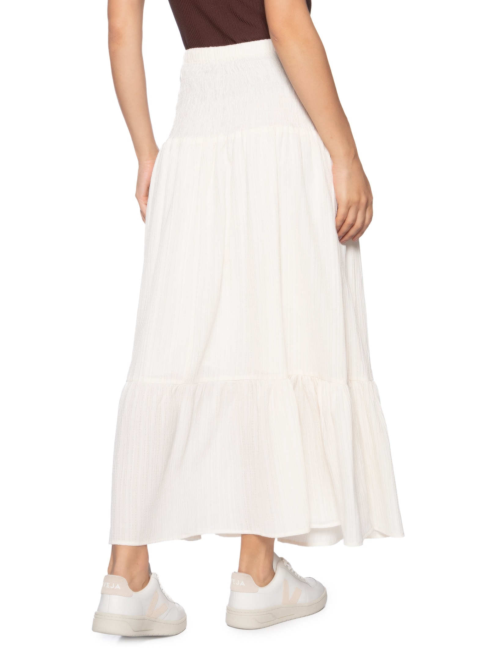 Saia Longa Cós Largo Elástico Off White Basiq