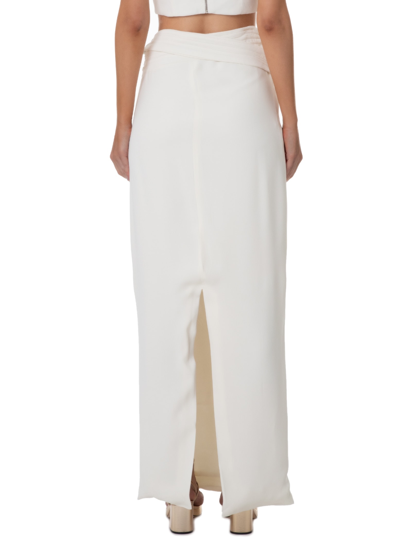 Saia Longa Em Crepe Recorte Off White '2Essential
