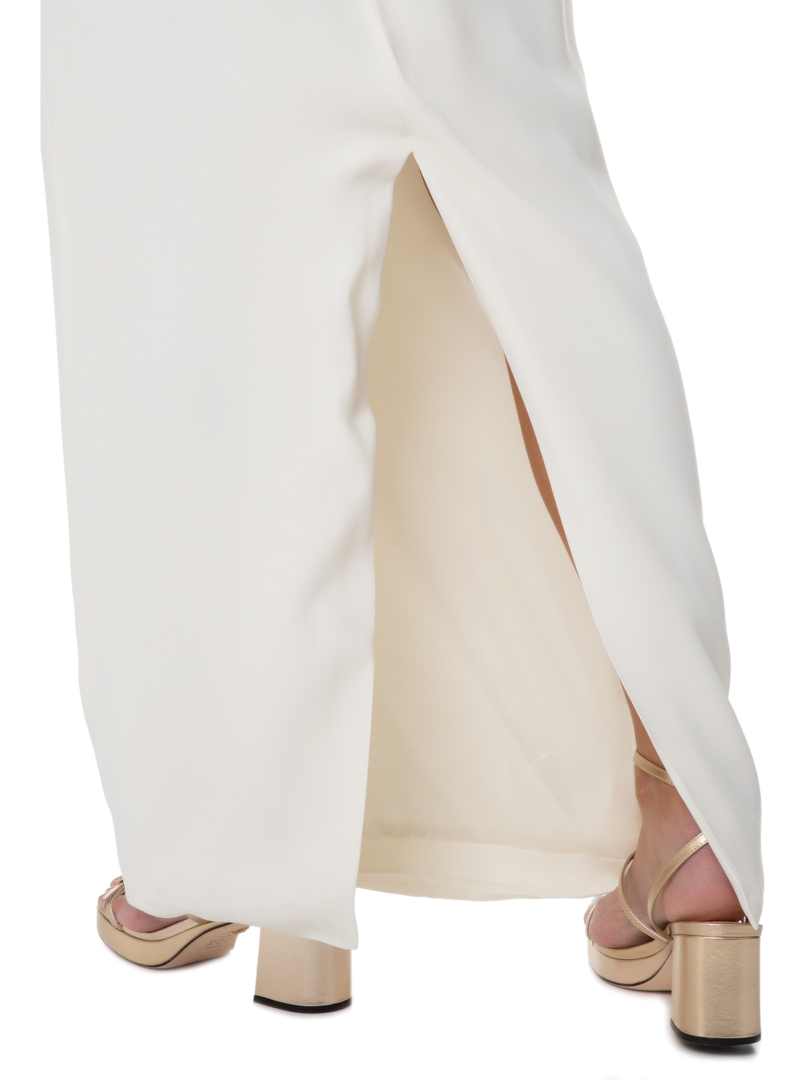 Saia Longa Em Crepe Recorte Off White '2Essential