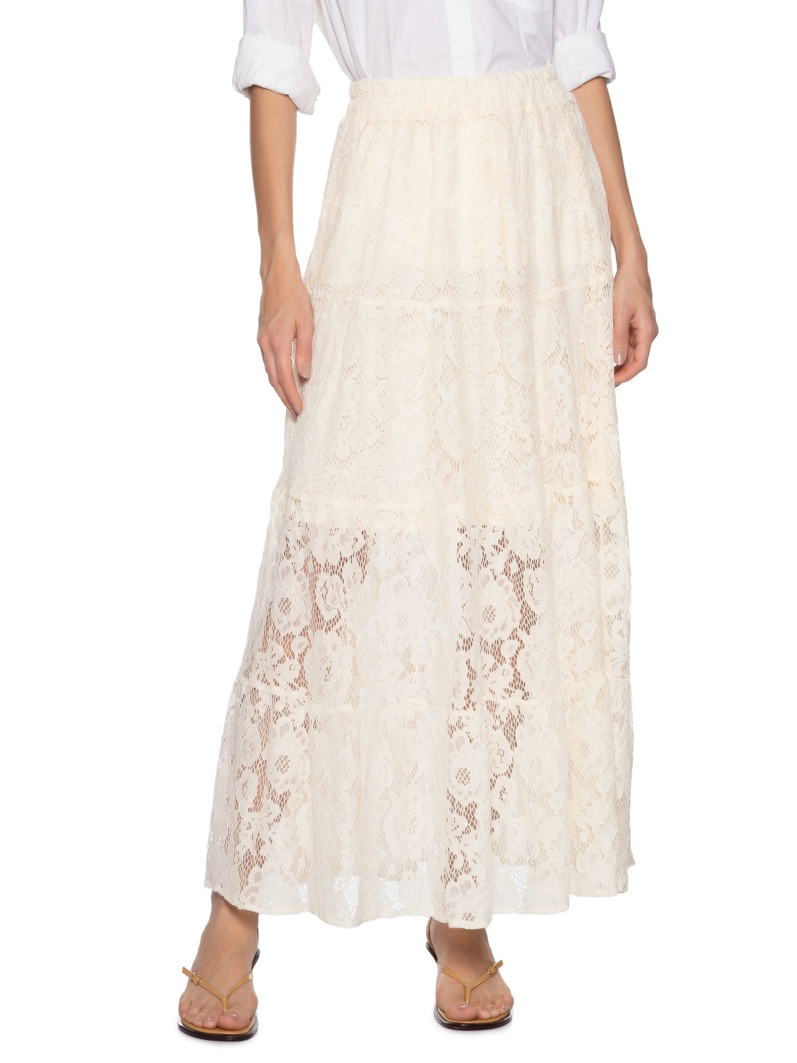 Saia Longa Em Renda Off White Market 33