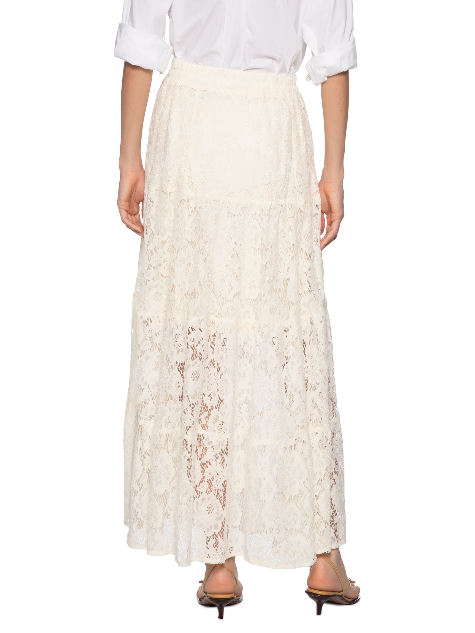 Saia Longa Em Renda Off White Market 33