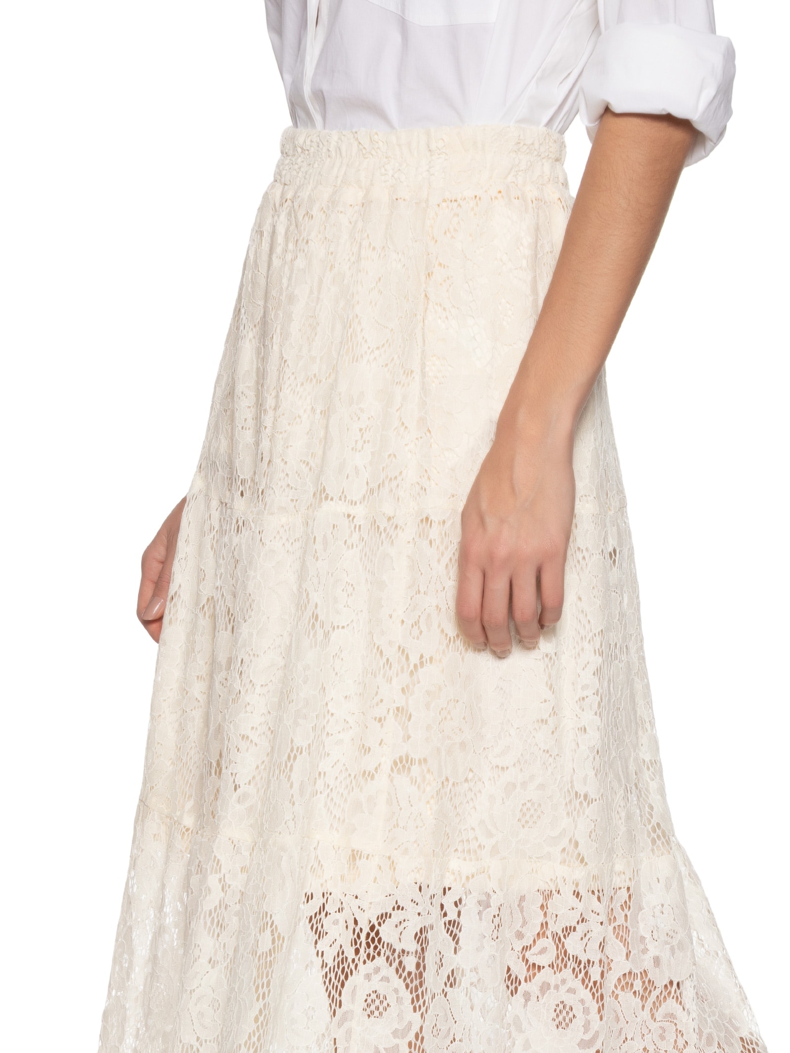 Saia Longa Em Renda Off White Market 33