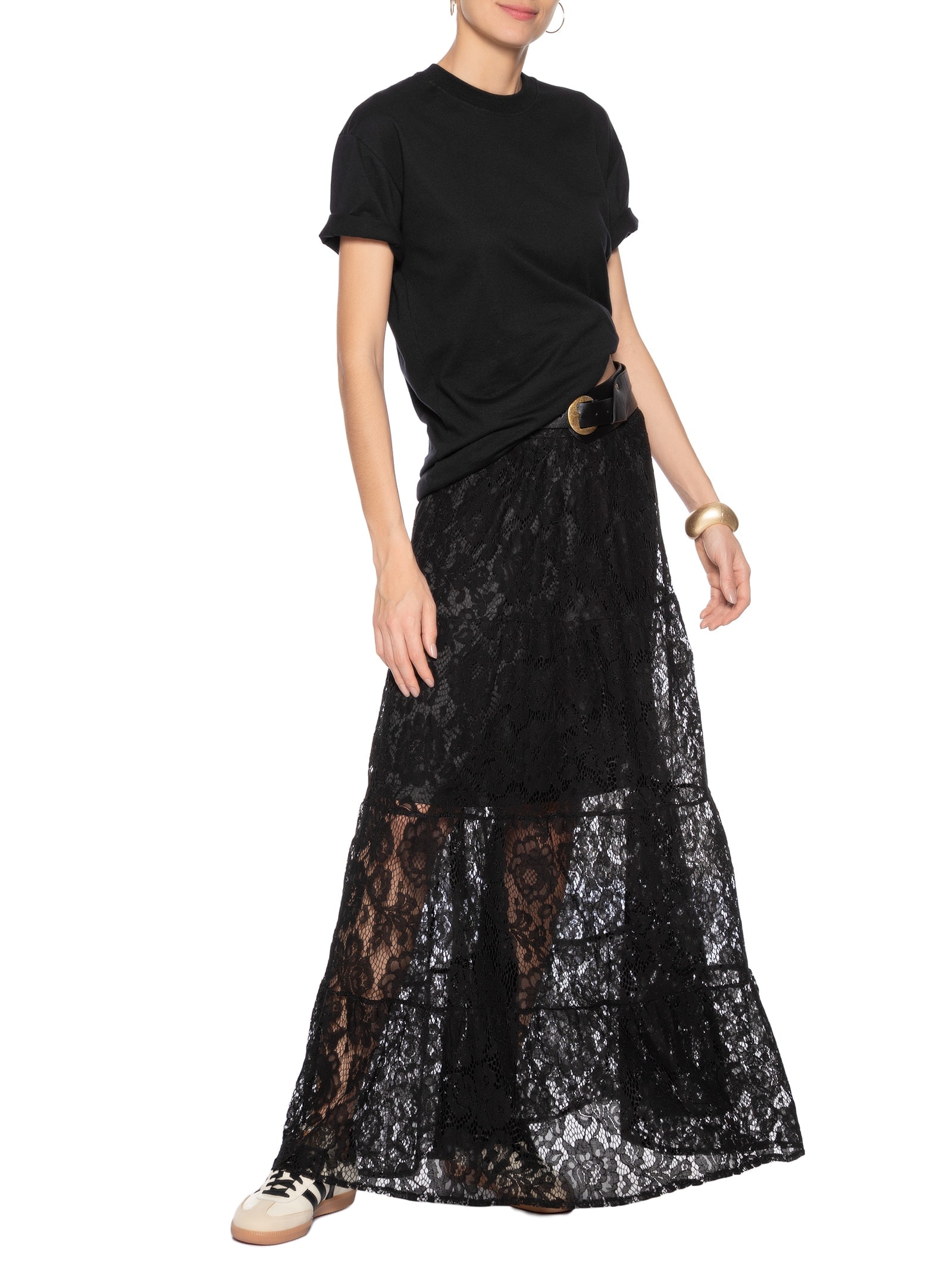 Saia Longa Em Renda Preto Market 33