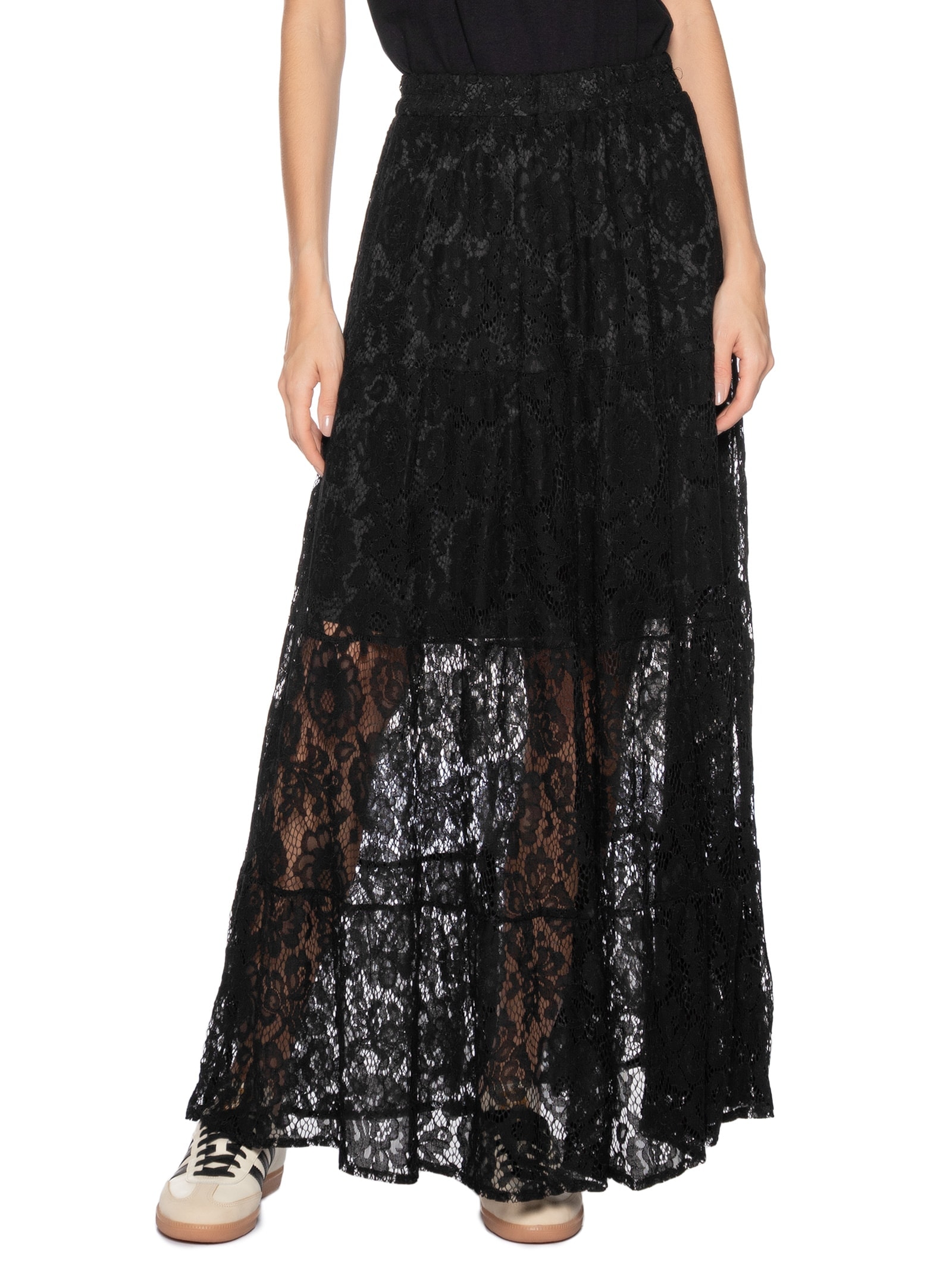 Saia Longa Em Renda Preto Market 33