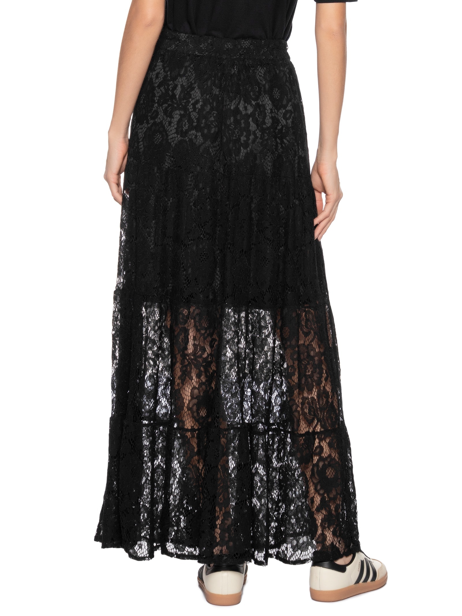 Saia Longa Em Renda Preto Market 33