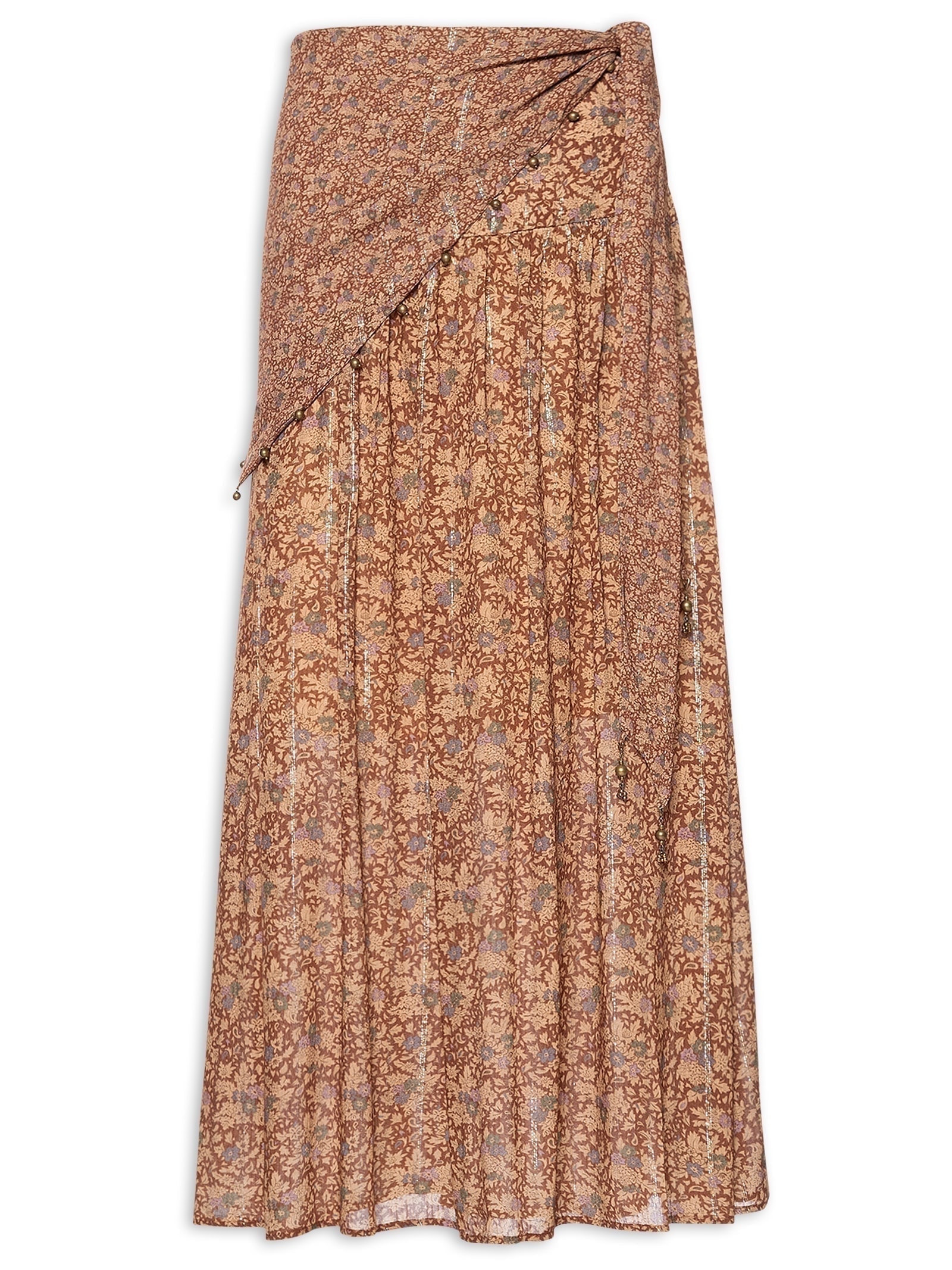 Saia Longa Estampa Fiora Marrom Maria Filó
