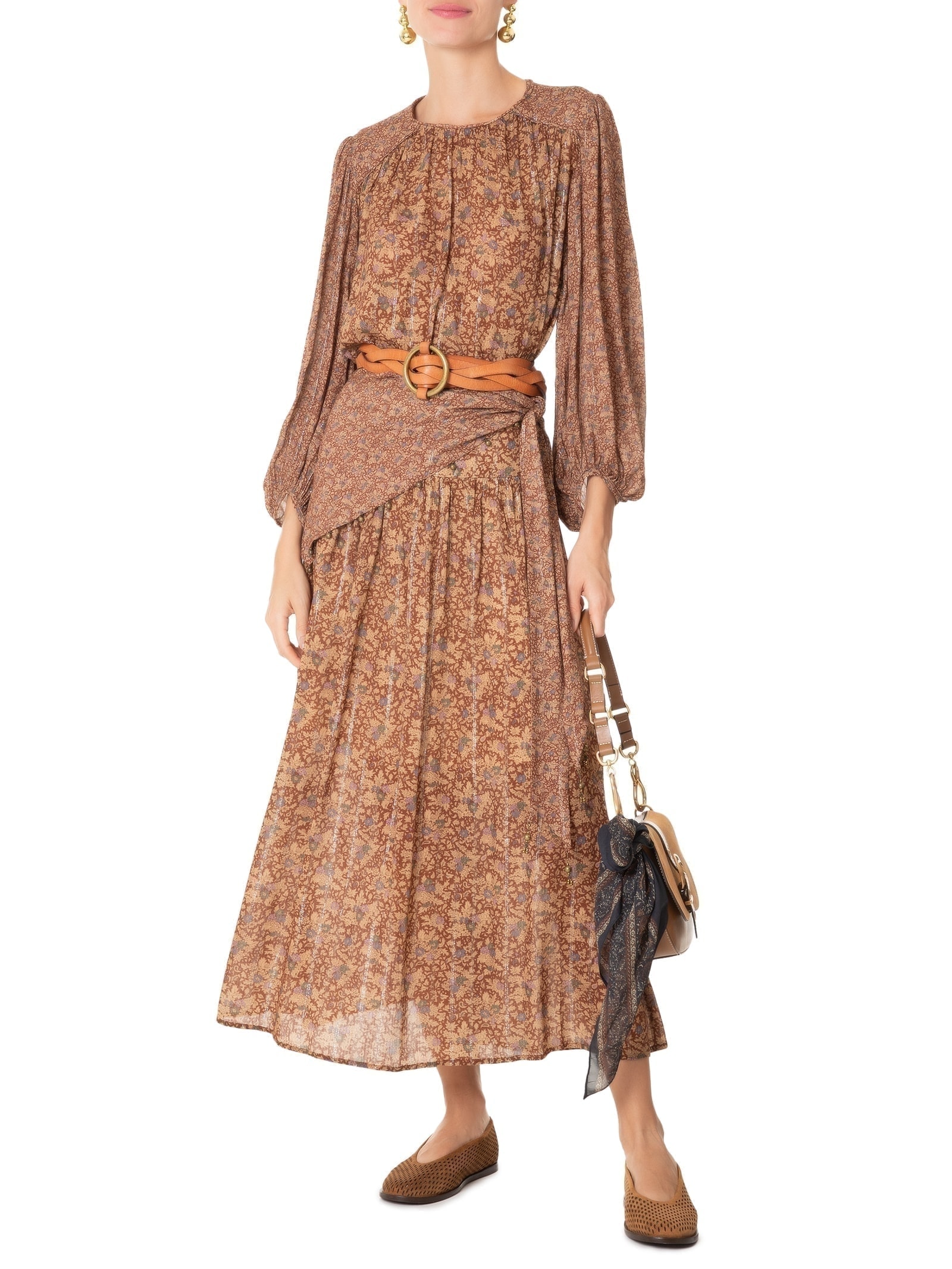 Saia Longa Estampa Fiora Marrom Maria Filó