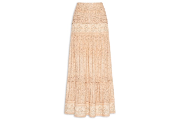 Saia Longa Estampa Florish - Bege