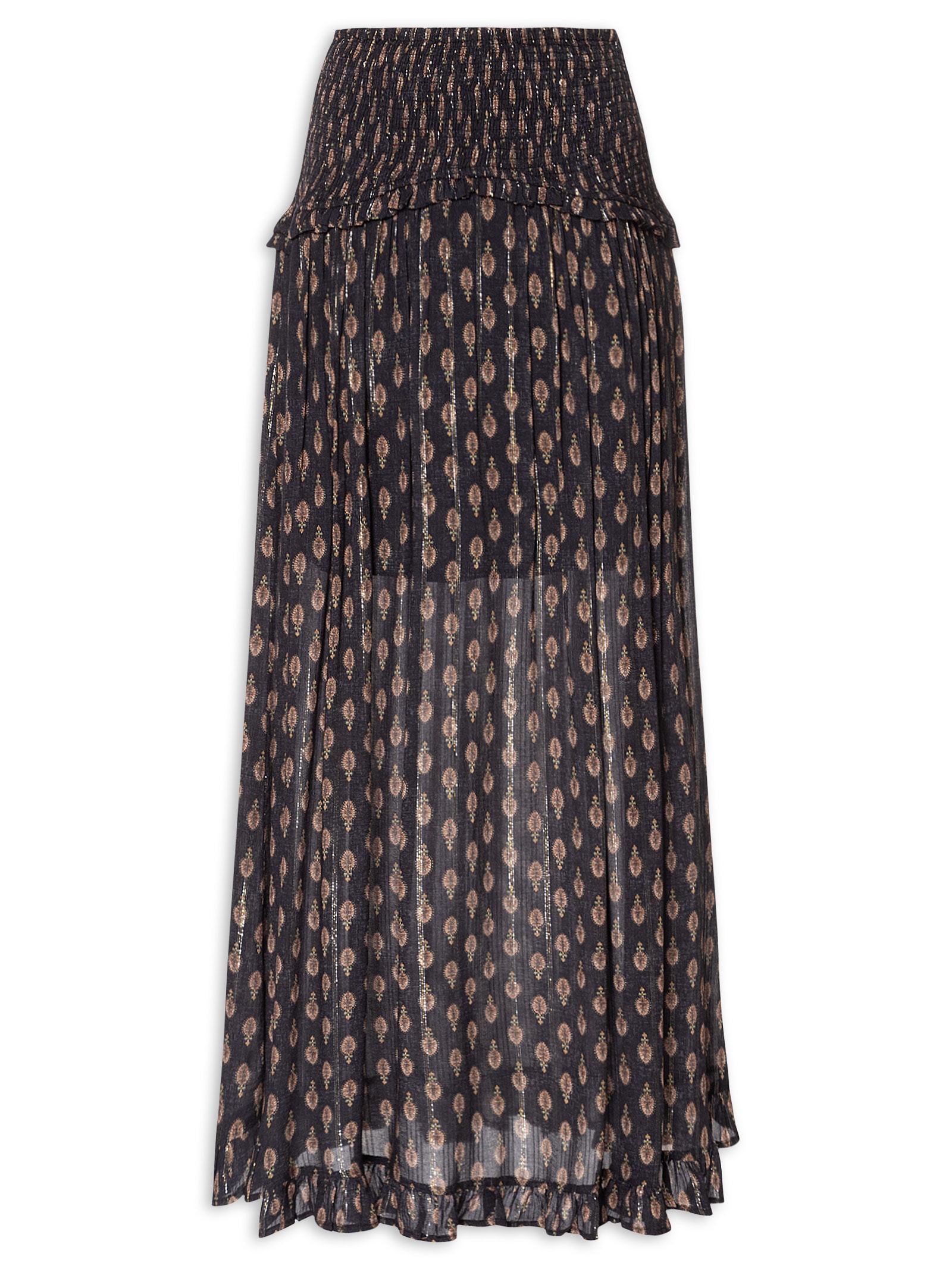 Saia Longa Estampa Jasmin Preto Maria Filó