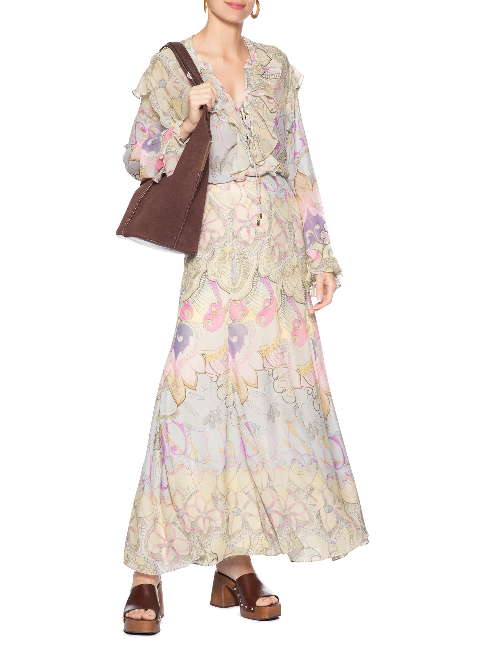 Saia Longa Estampada Loc Bar Paisley Boyd Rosa Animale