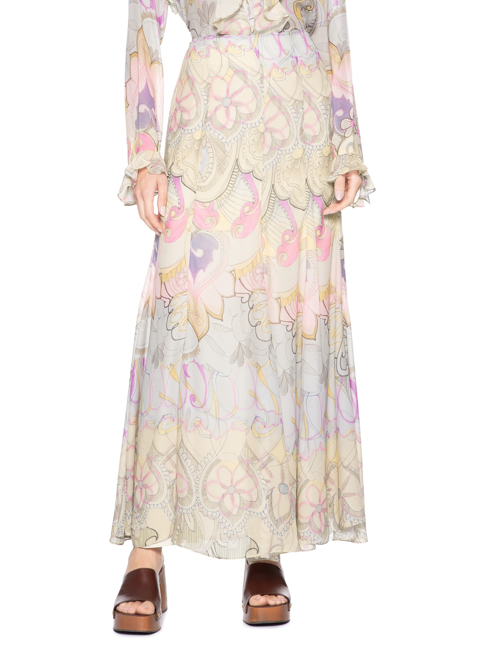 Saia Longa Estampada Loc Bar Paisley Boyd Rosa Animale