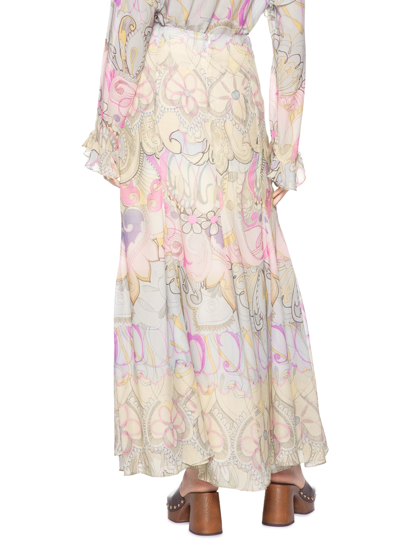 Saia Longa Estampada Loc Bar Paisley Boyd Rosa Animale