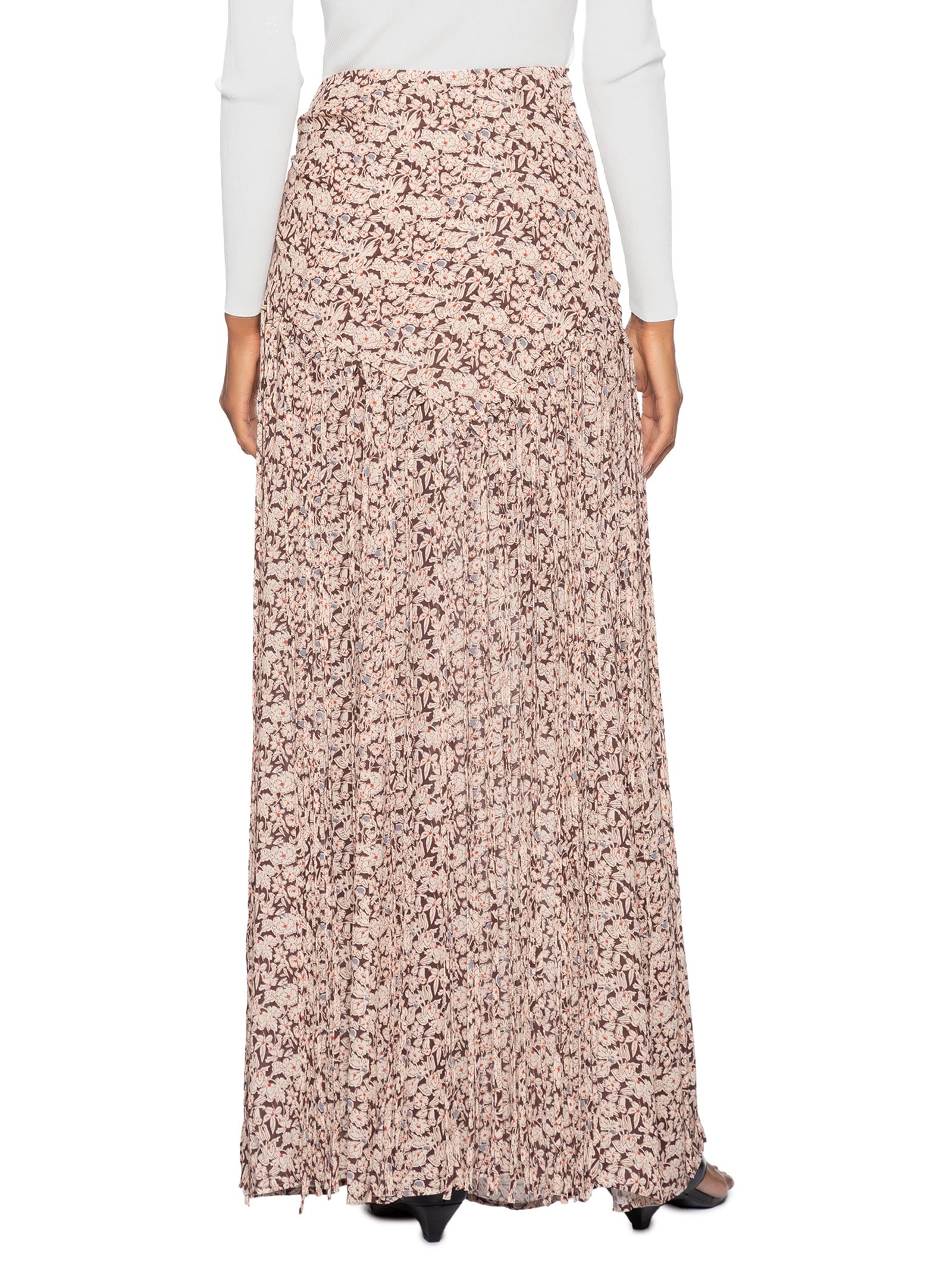 Saia Longa Franjas Marrom Animale