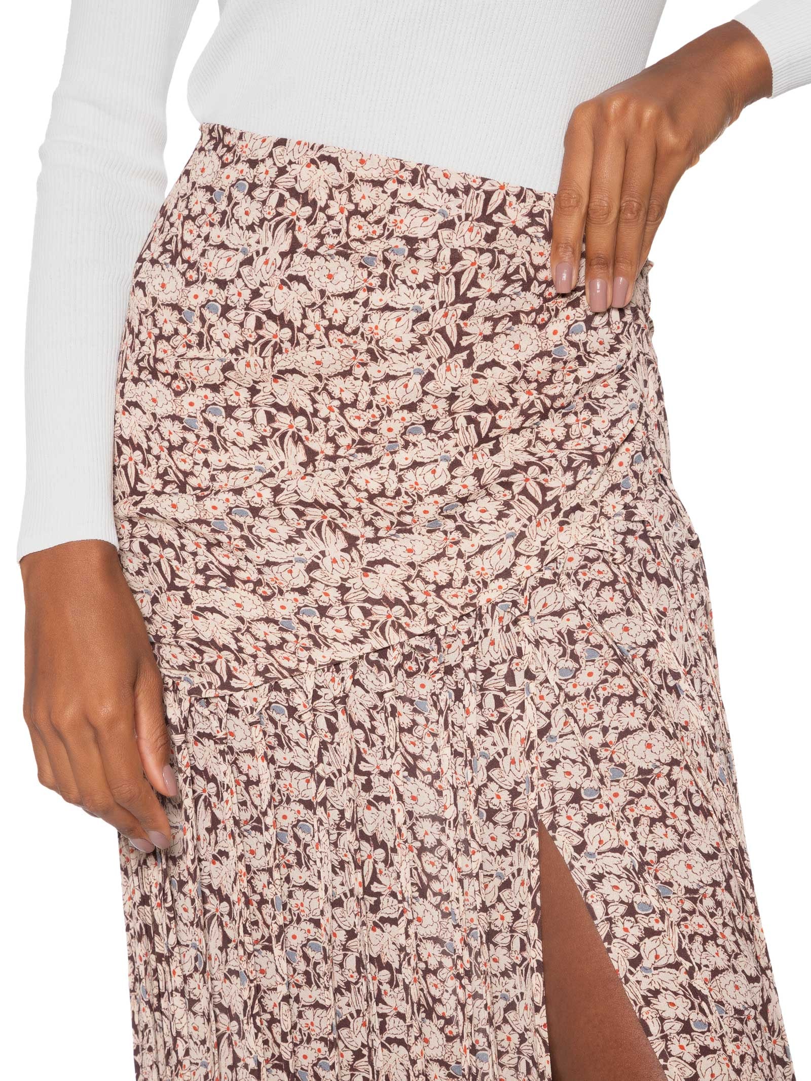 Saia Longa Franjas Marrom Animale