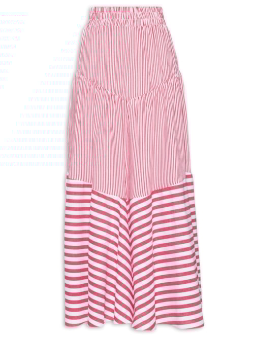 Saia Longa Listrada – Vermelho