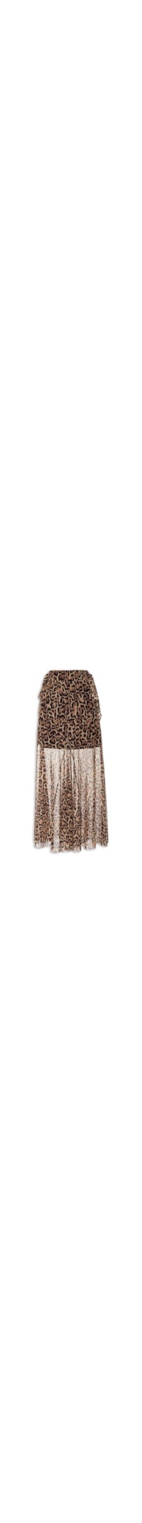 Saia Longa Malha Tule Estampa Leopard Co - Animal Print