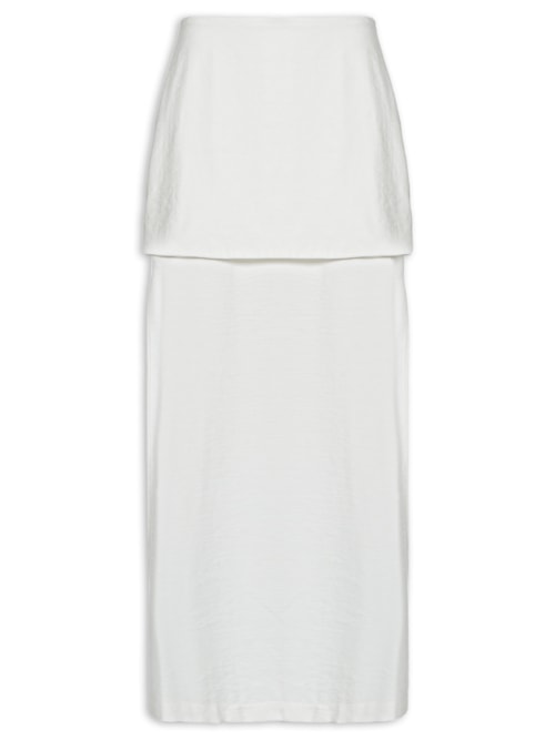 Saia Longa Sobreposição Com Fendas – Branco