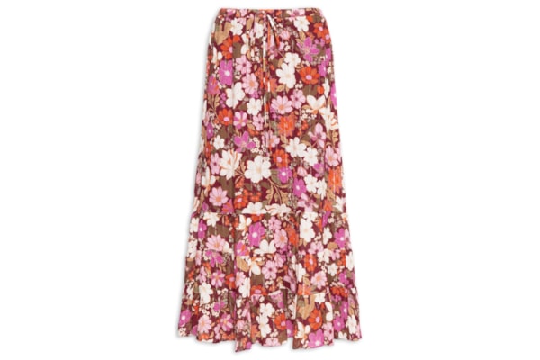 Saia Luréx Estampa Jasmin Solar - Rosa