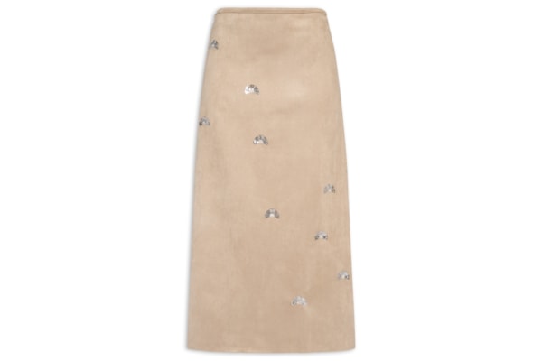 Saia Malha Fit Suede - Bege