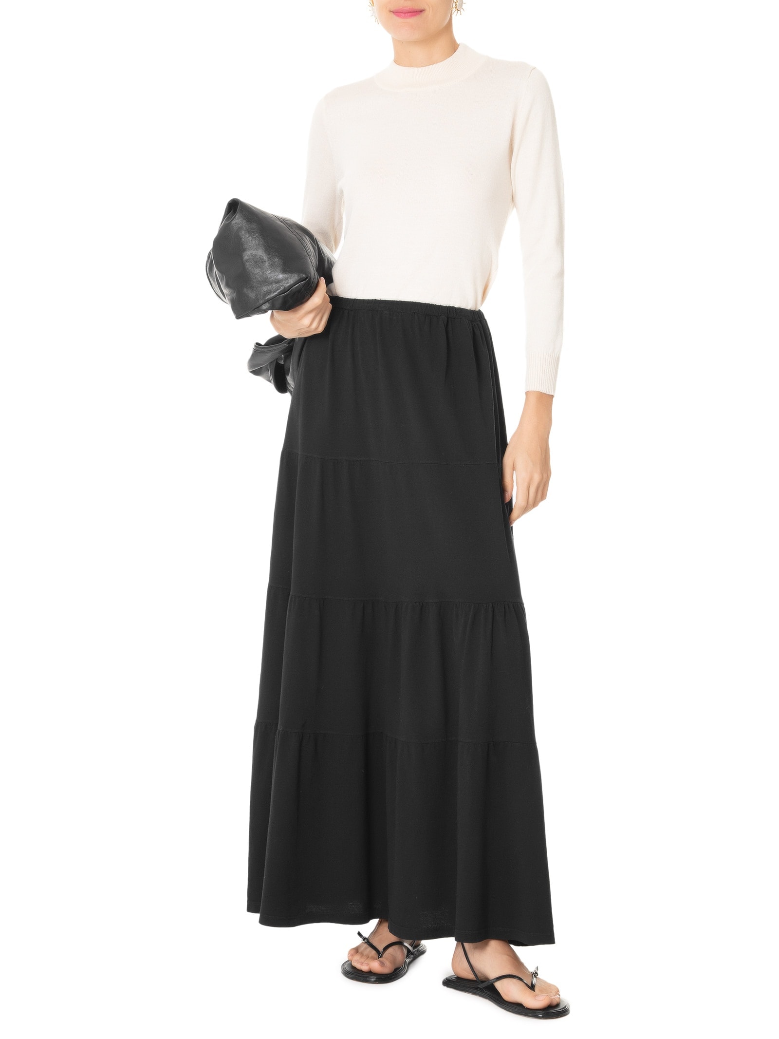 Saia Marias Cós Fino Elástico Preto Basiq