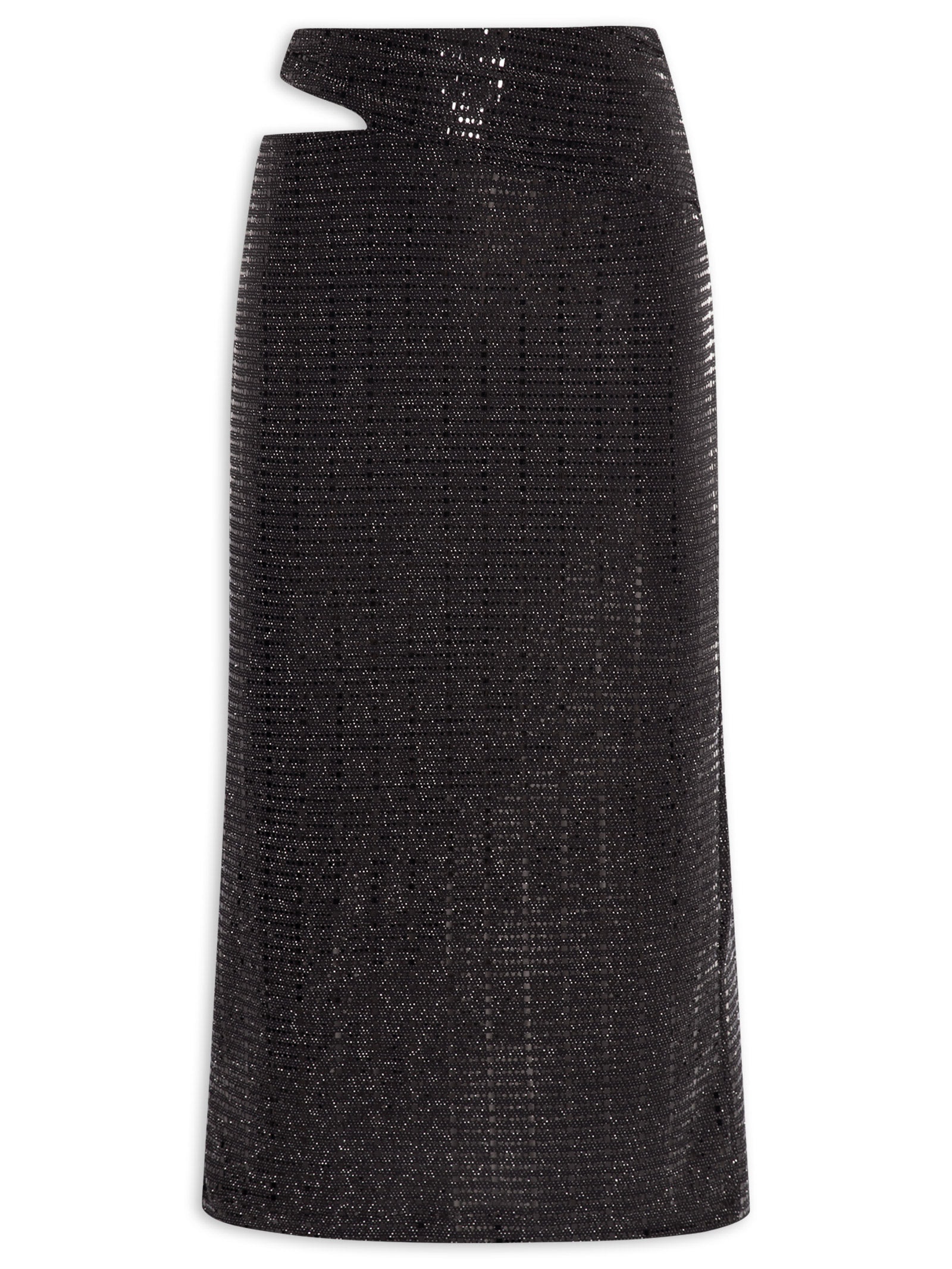 Saia Metalizada Preto Colcci