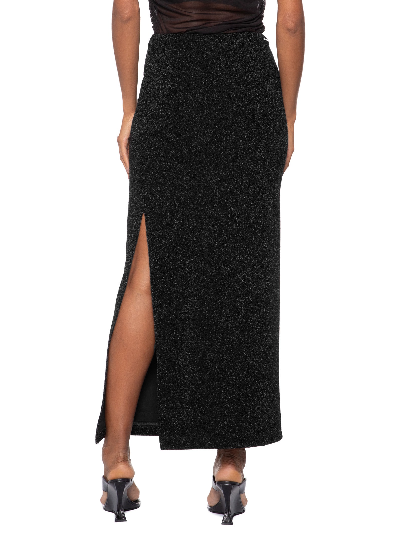 Saia Metalizada Preto Colcci