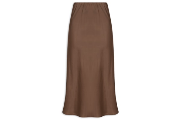 Saia Midi Acetinada - Marrom