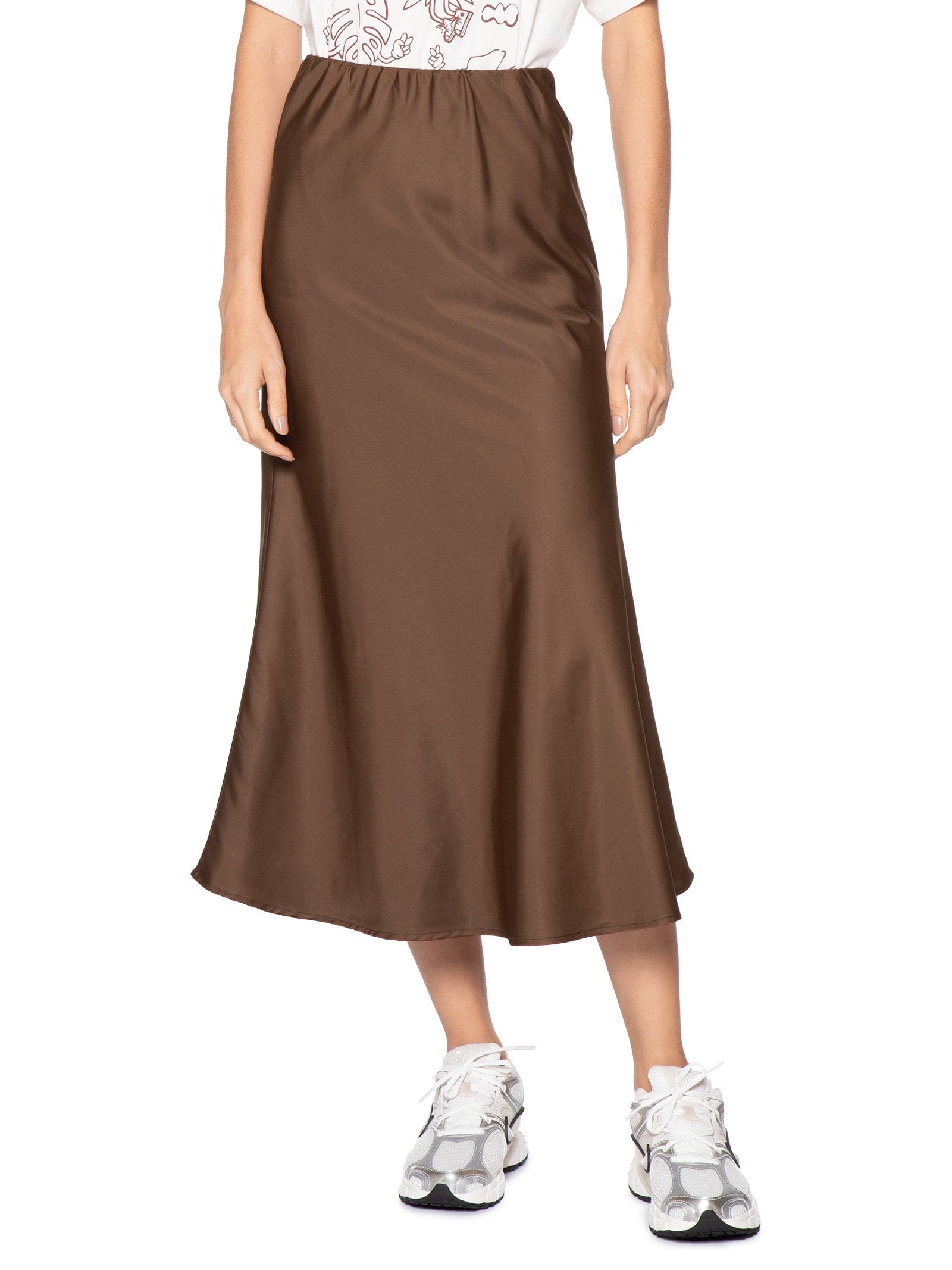 Saia Midi Acetinada Marrom Market 33