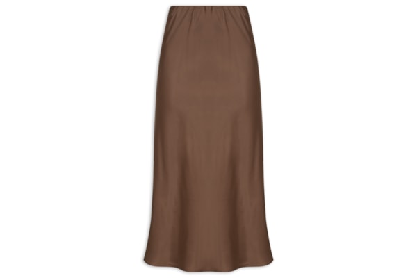 Saia Midi Acetinada - Marrom