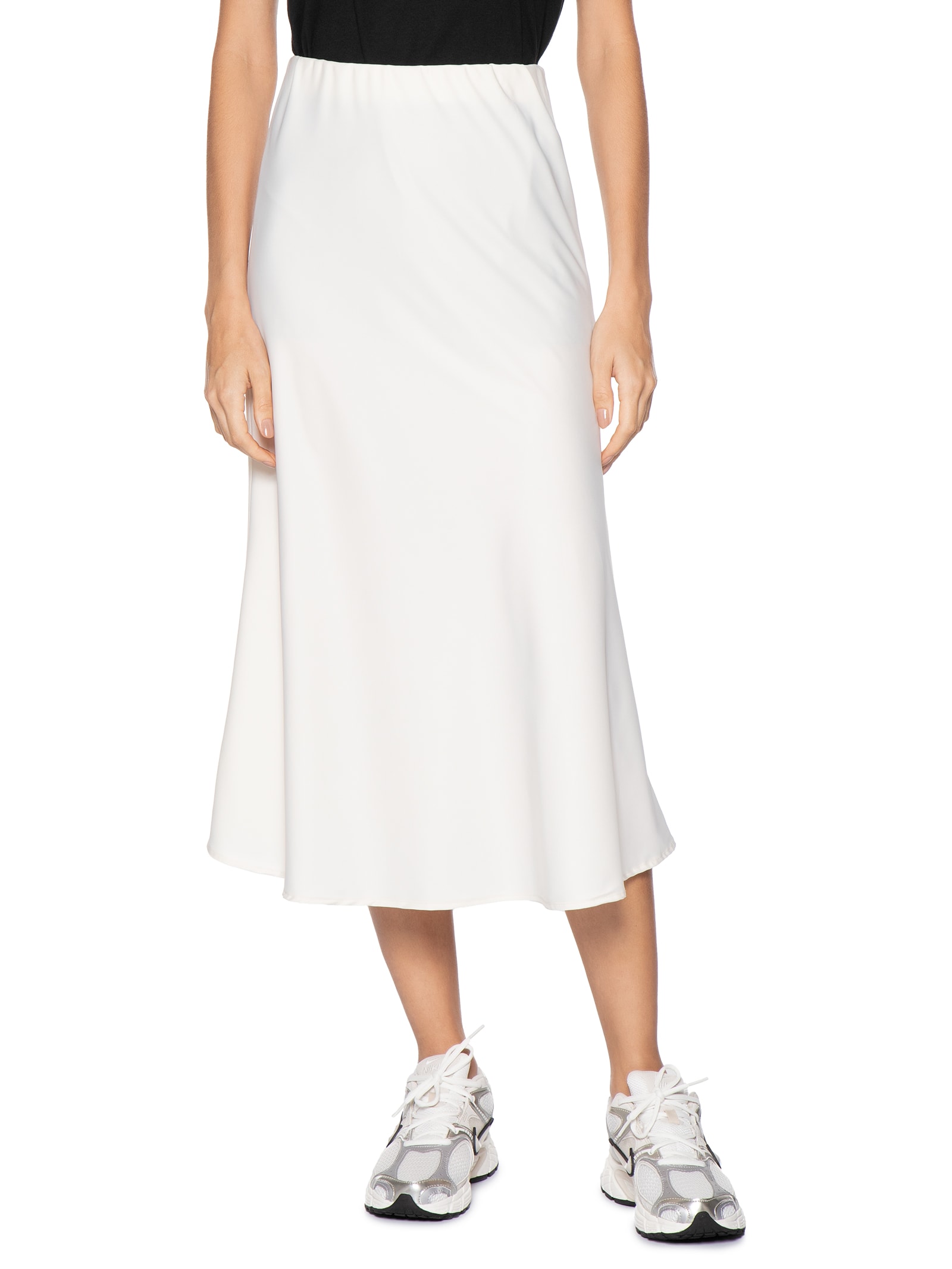 Saia Midi Acetinada Off White Market 33