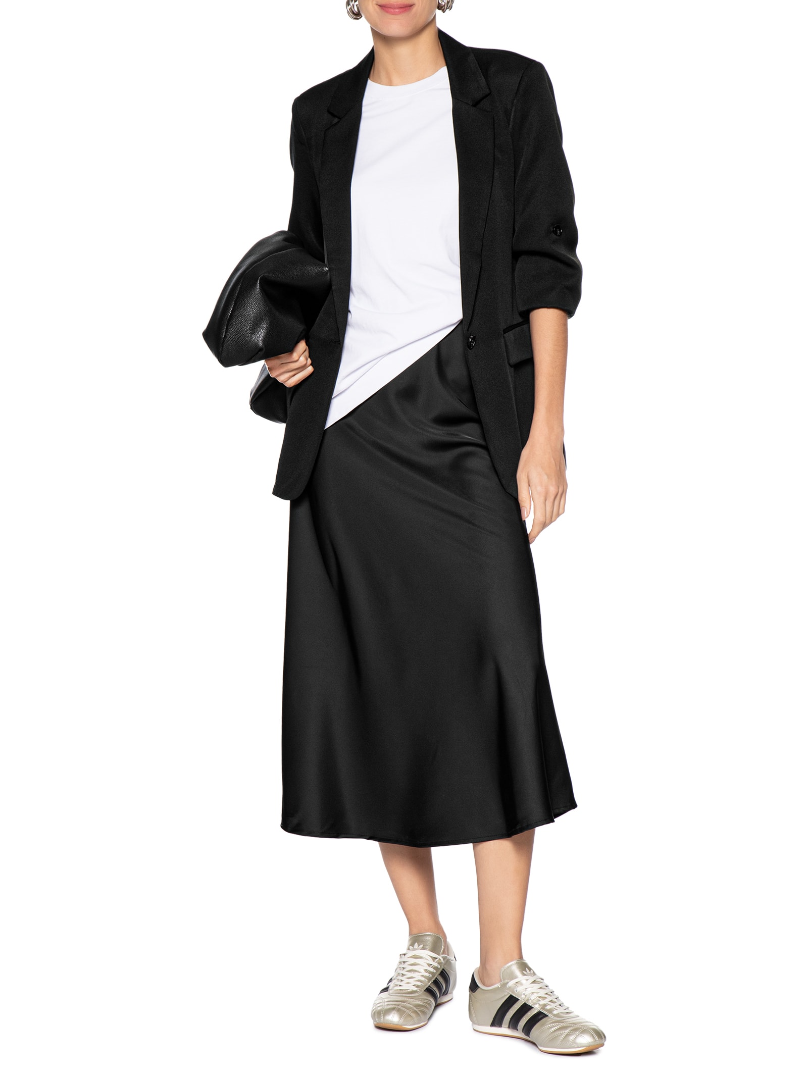 Saia Midi Acetinada Preto Market 33