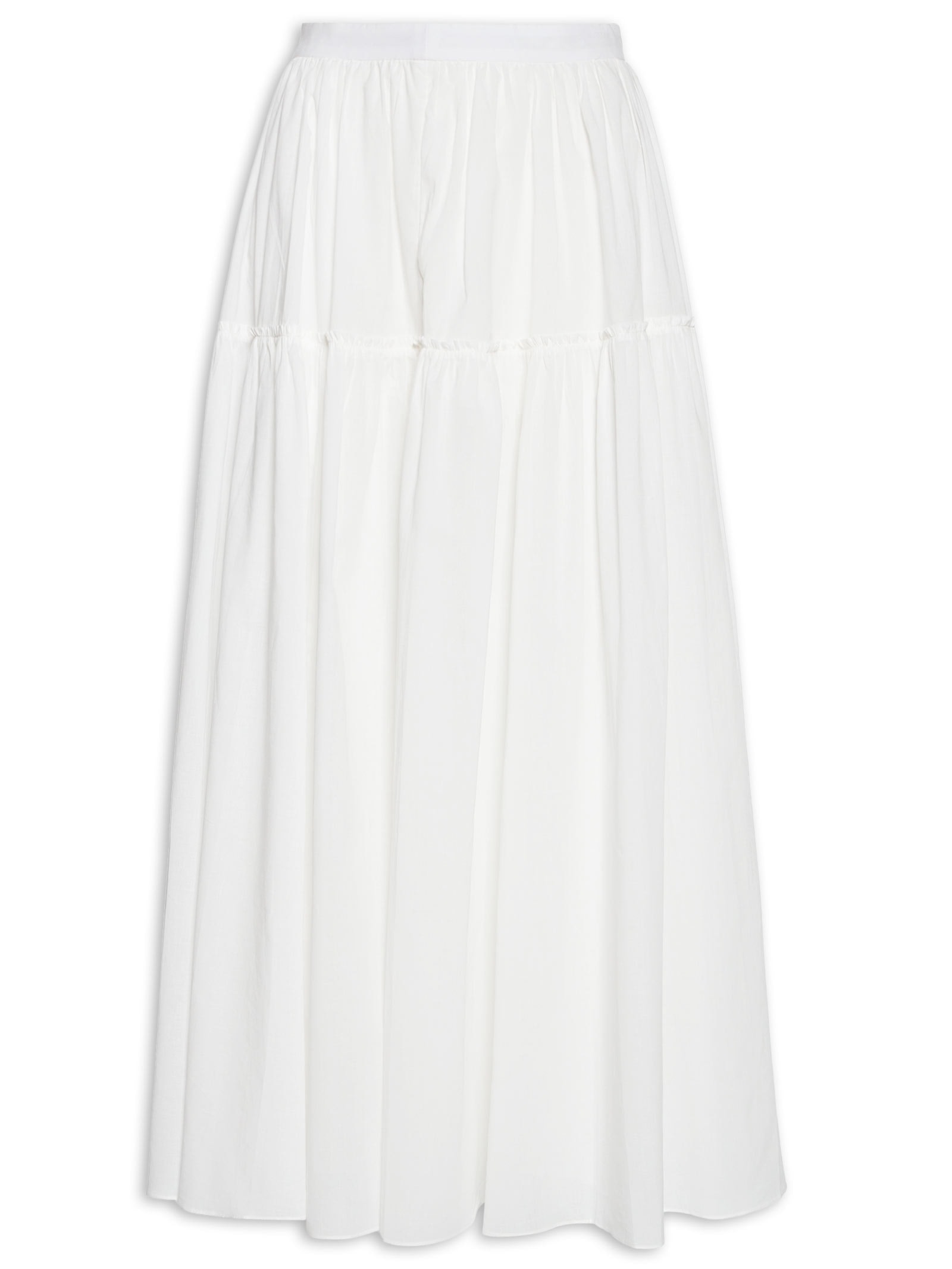 Saia Midi Algodão Ampla Off White Dress To