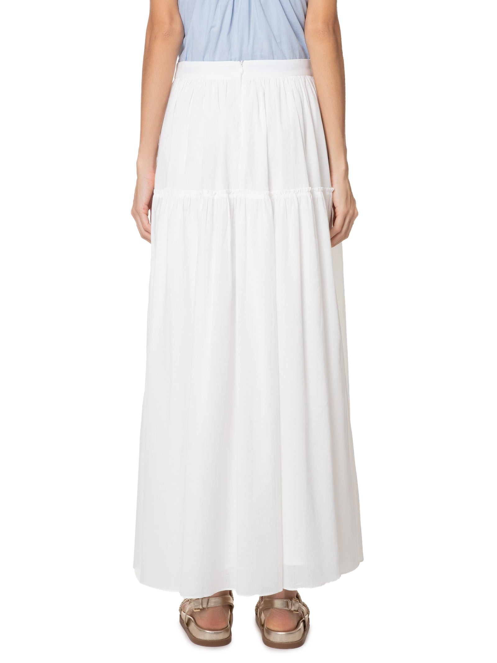 Saia Midi Algodão Ampla Off White Dress To