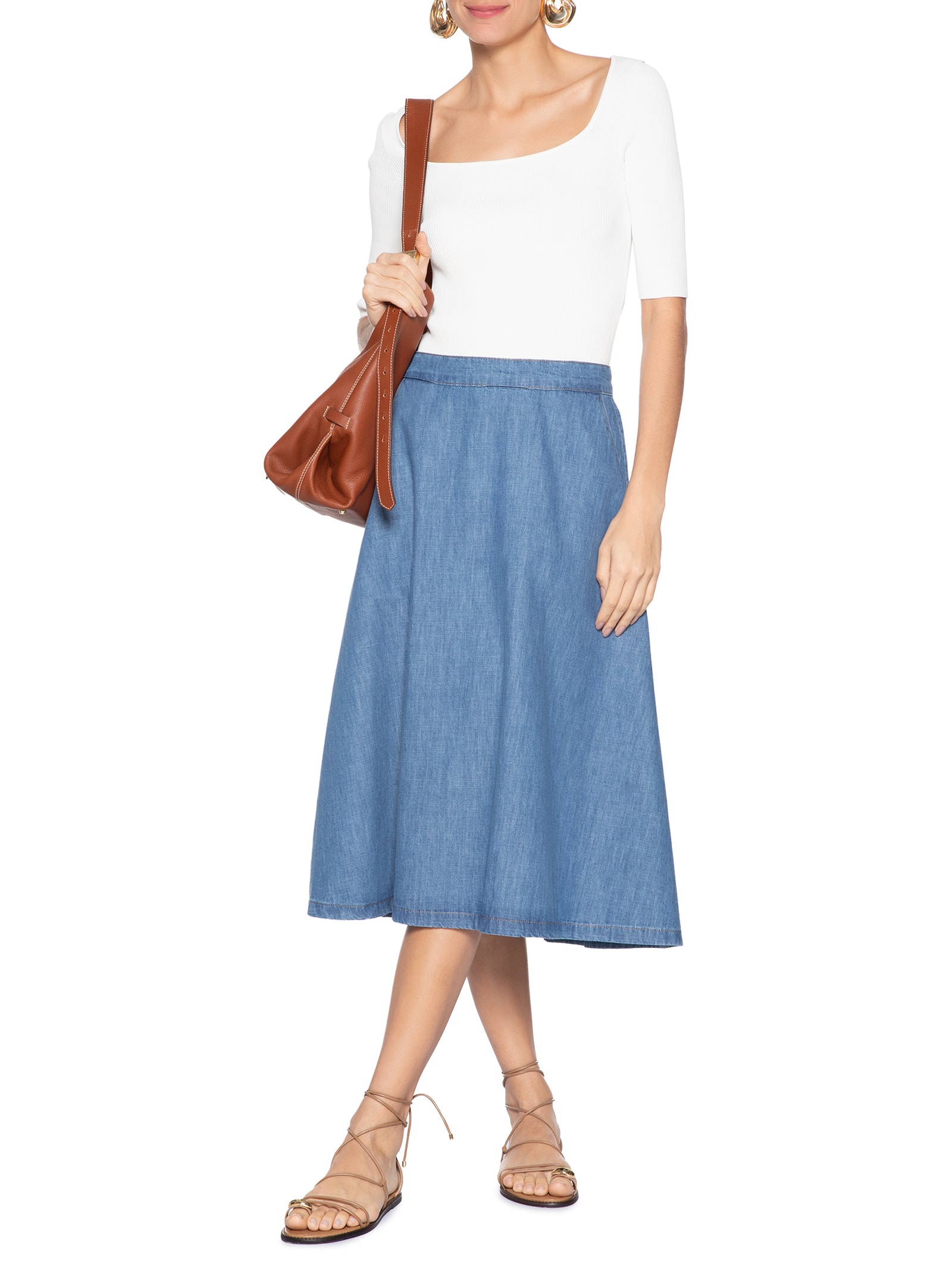 Saia Midi Aline II Azul Le Lis