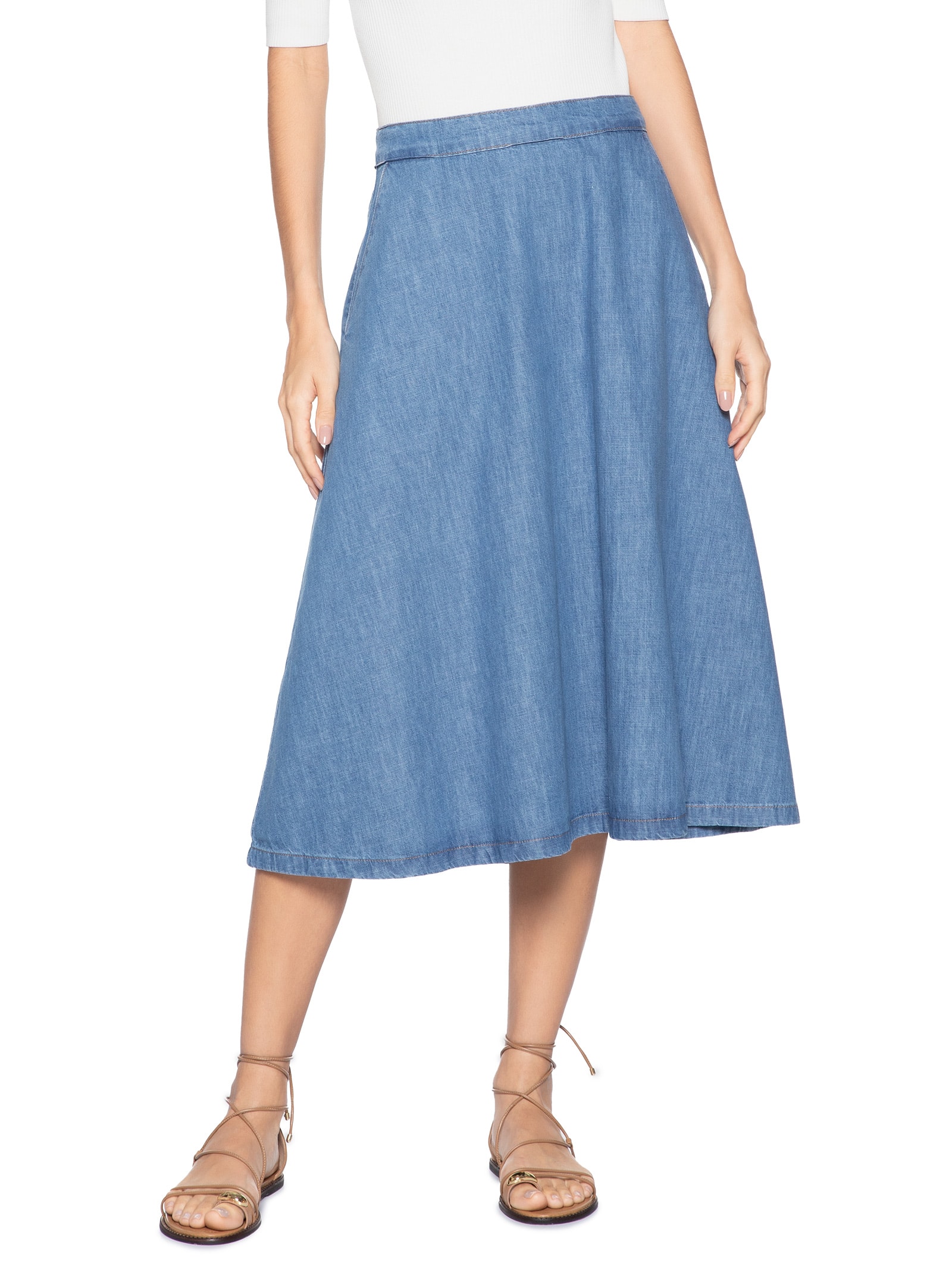 Saia Midi Aline II Azul Le Lis