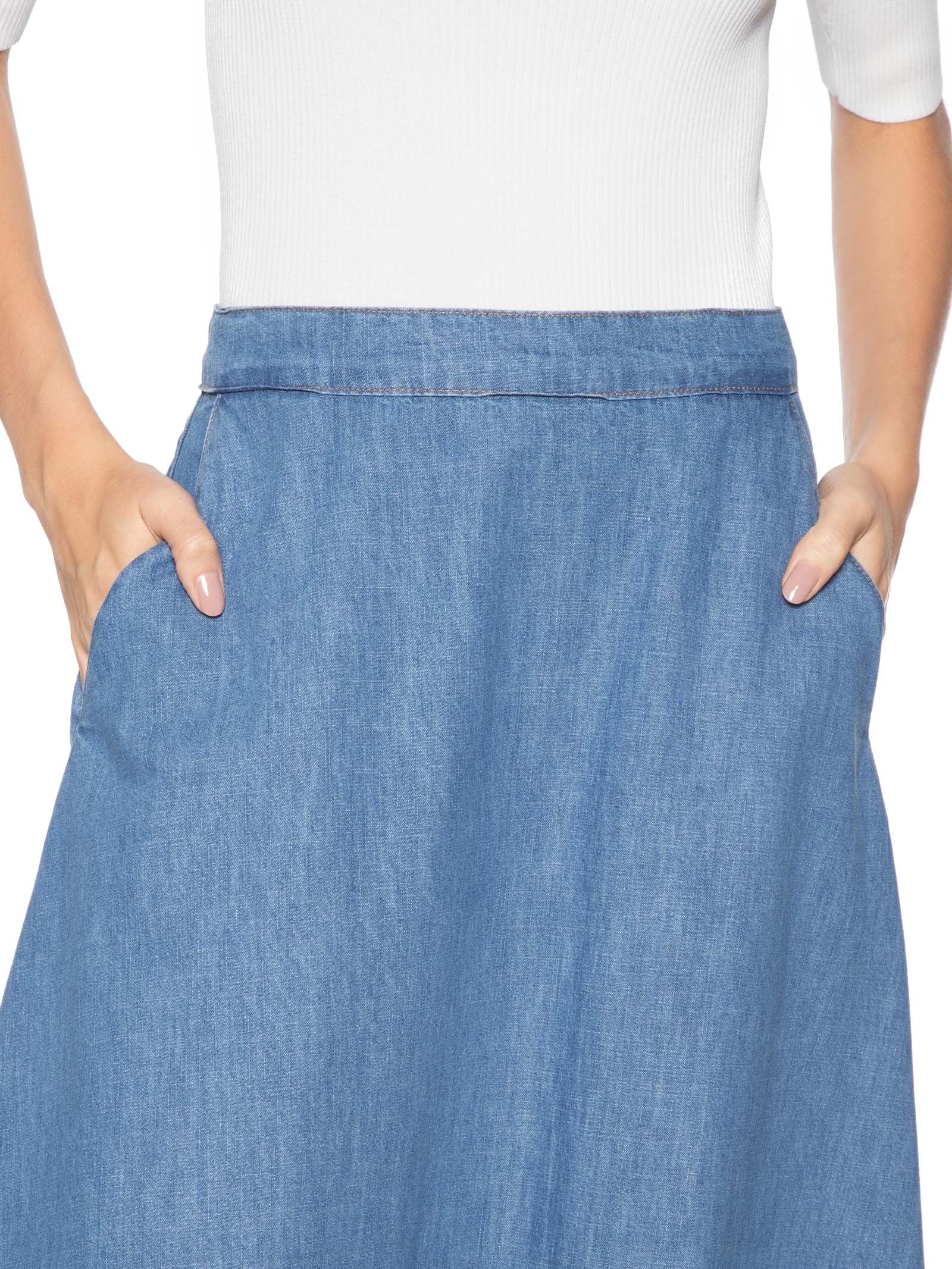 Saia Midi Aline II Azul Le Lis