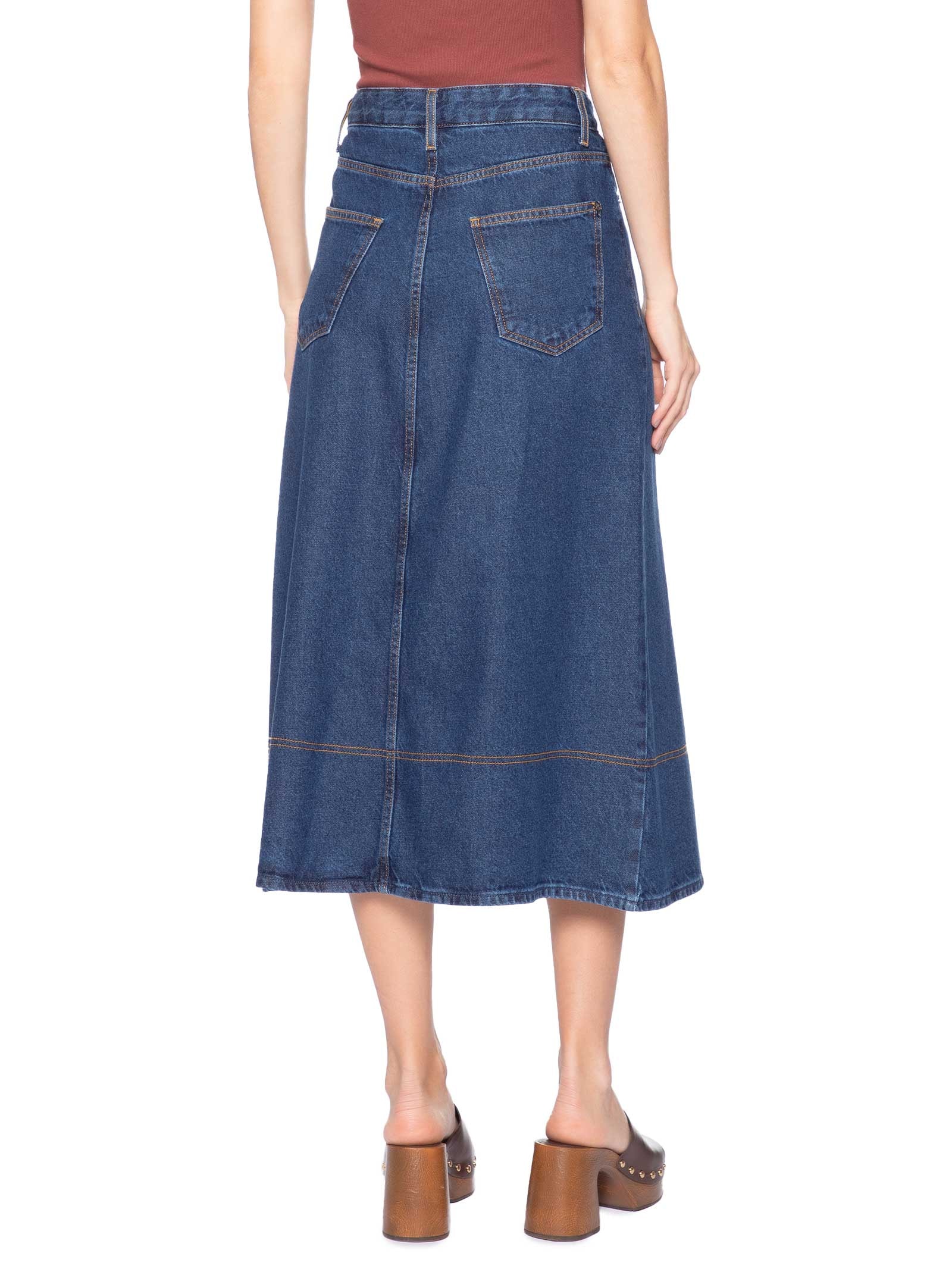 Saia Midi Alma Azul Le Lis